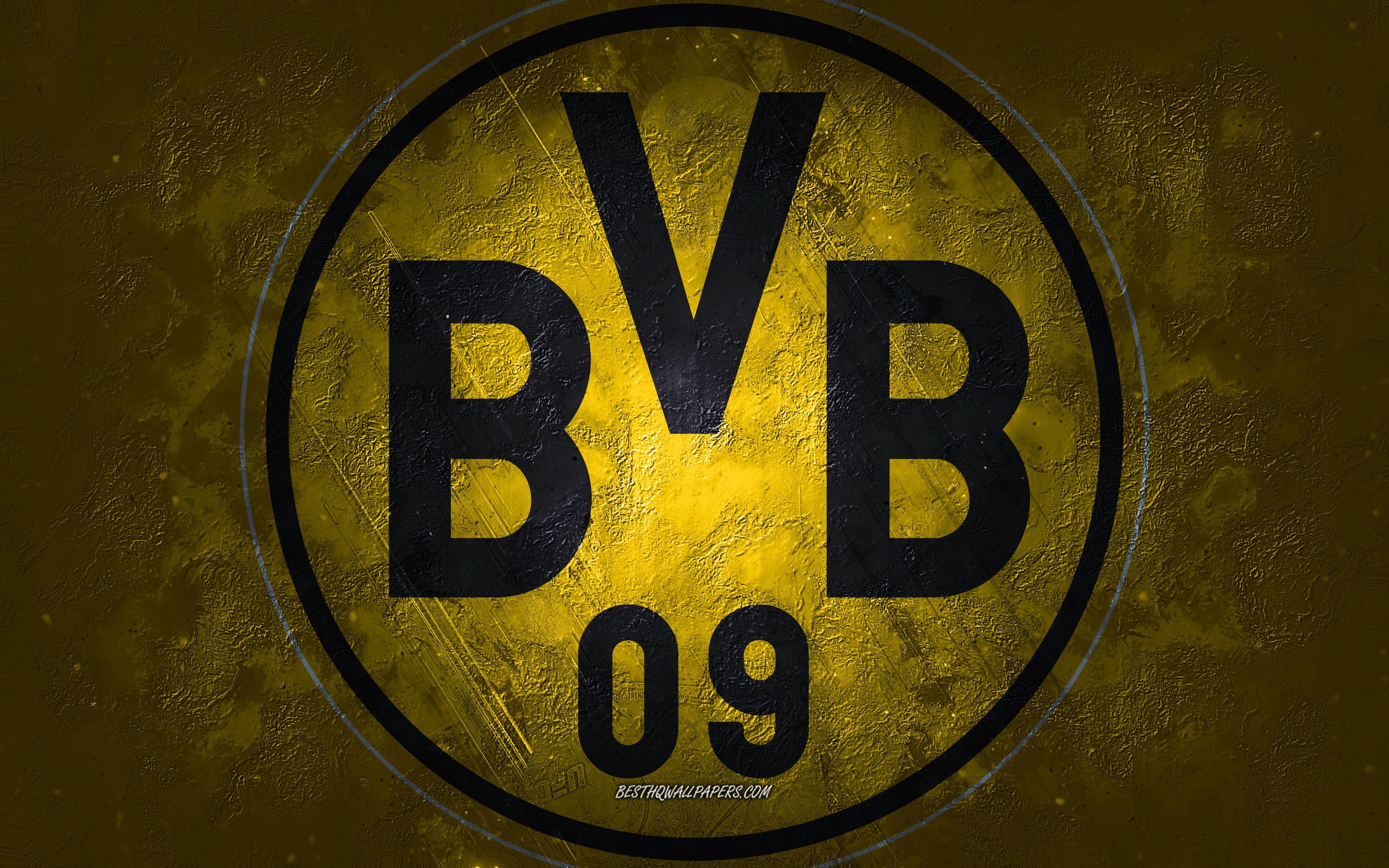 2880x1800 Download wallpaper Borussia Dortmund, German football club, BVB logo, yellow stone background, Borussia Dortmund logo, grunge art, Bundesliga, football, Germany, BVB, Borussia Dortmund emblem for desktop with resolution. High Quality HD, Desktop