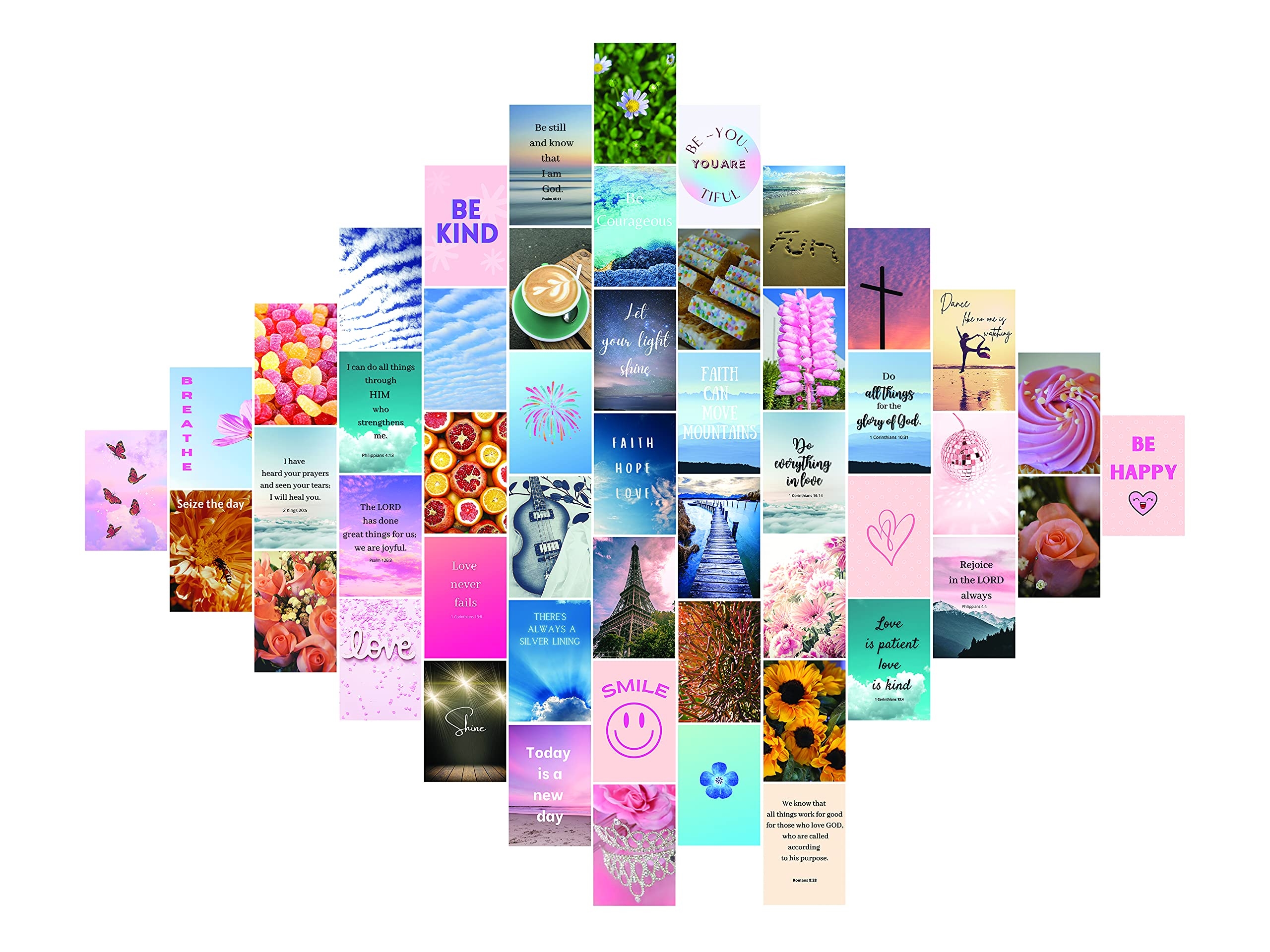 2560x1920 CASABELLES Inspiring Bible Verse Wall Decor for Teen Girls, 50 Set 4x6 inch, Photo Collage Kit, Pink Blue Aesthetic Bedroom & Dorm Decor to Inspire, Encourage and Motivate: Posters, Desktop