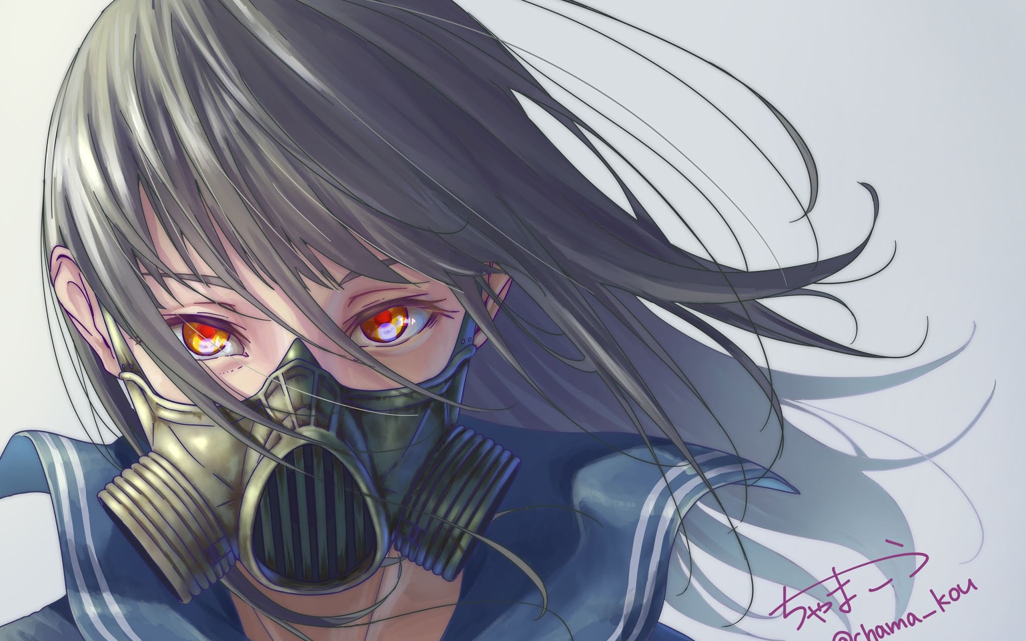 2050x1280 Anime Girl With Mask Wallpaper, Desktop