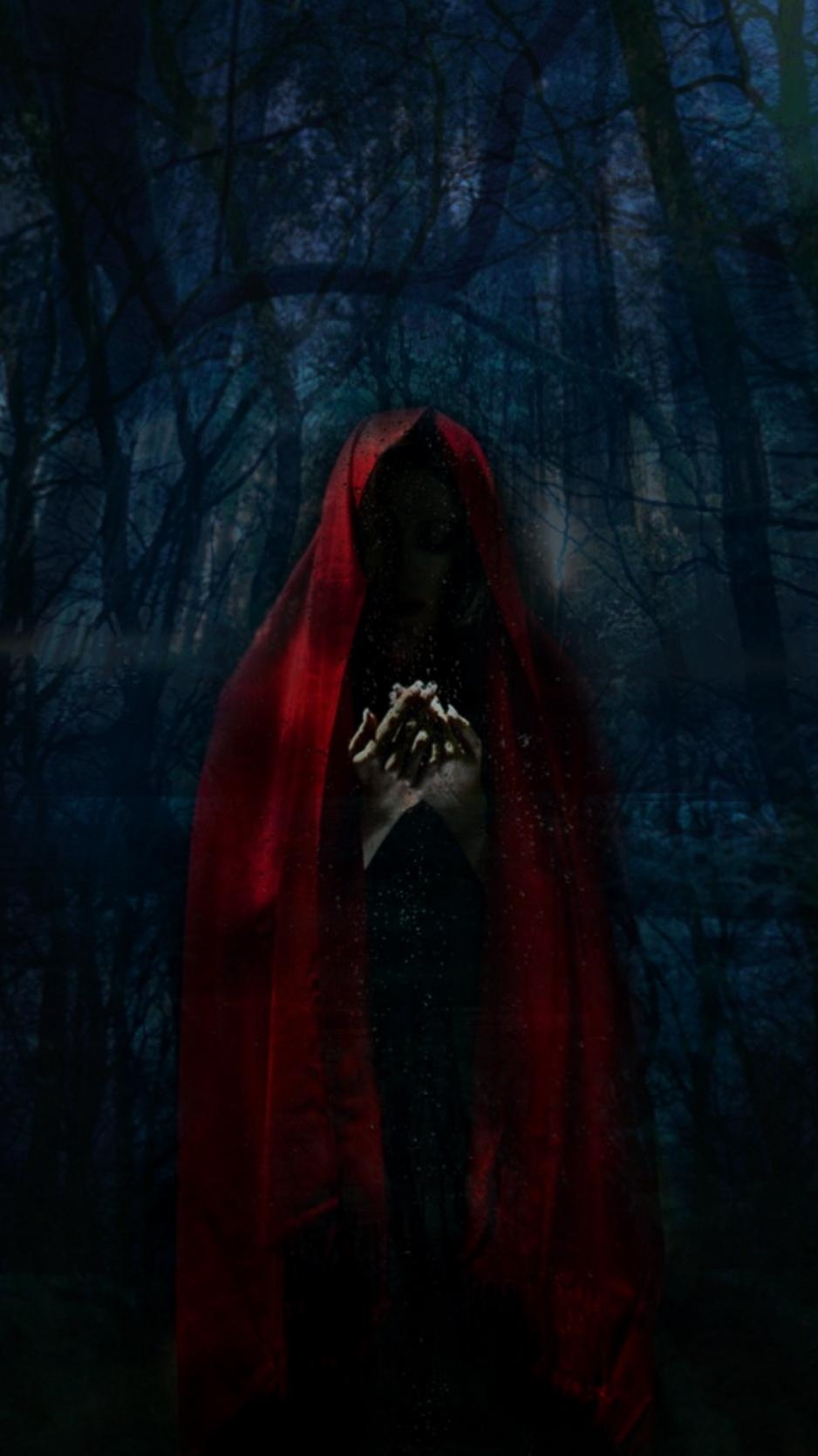 940x1670 Download wallpaper  woman, mantle, creepy, gloomy, Phone