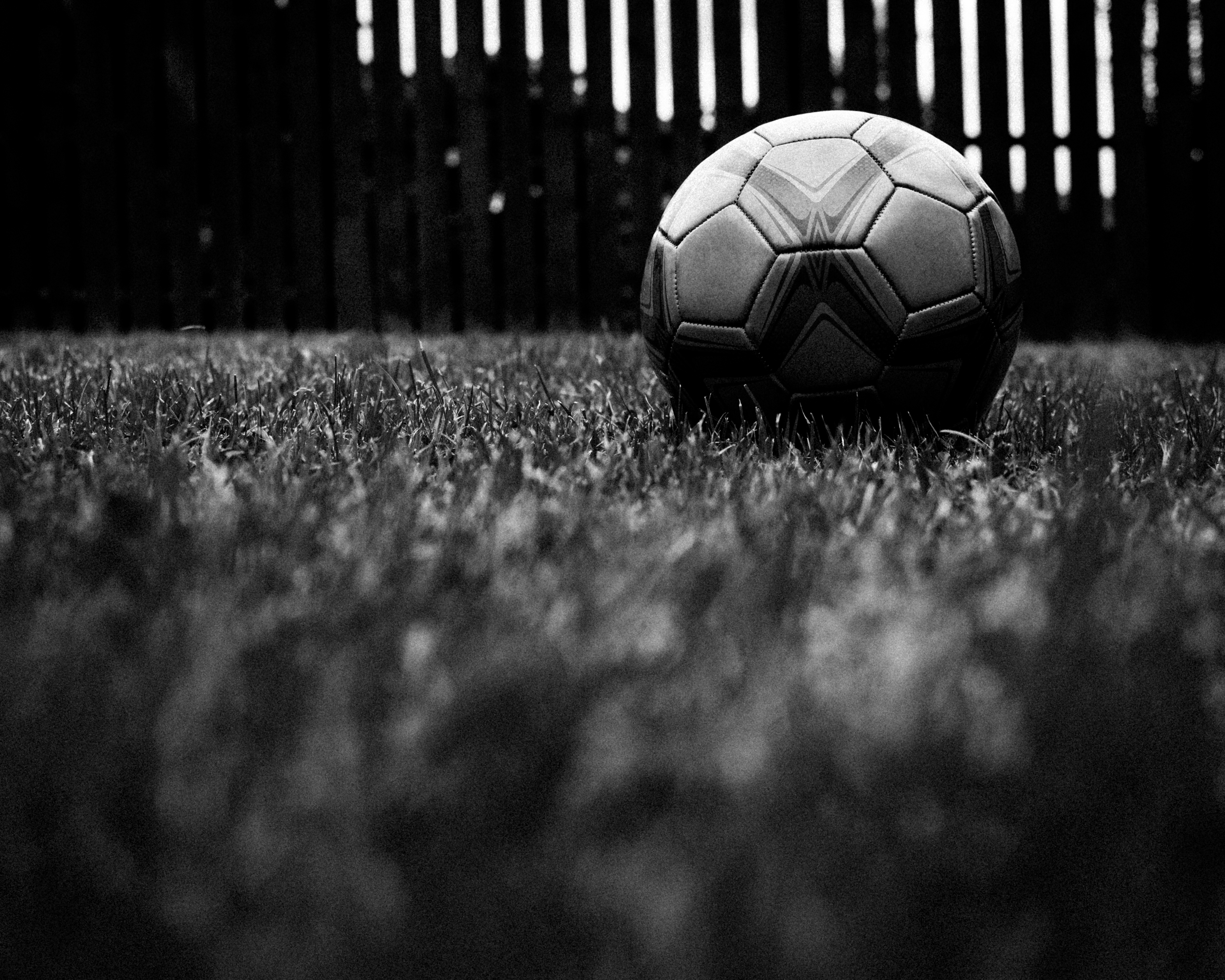 3840x3080 Wallpaper, football, black and white, atmosphere, ball, monochrome photography, grass, darkness, pallone, macro photography, sphere, still life photography, computer wallpaper, graphy, Desktop