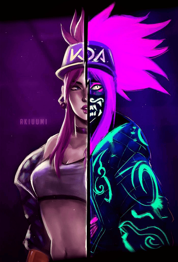 750x1100 LOL, League Of Legends, Fan Art, Wallpaper, Campeões, KDA Akali, by, Phone