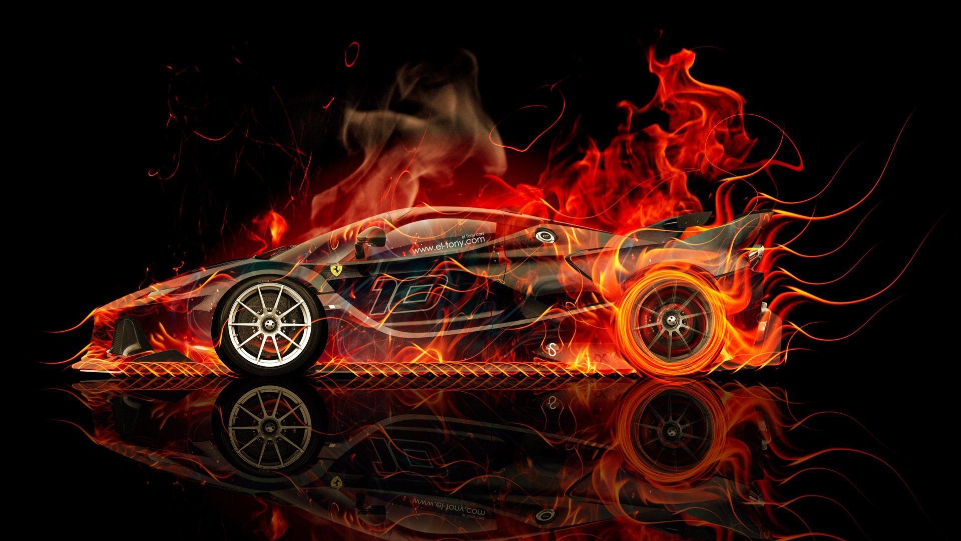 1920x1080 Ferrari FXX K Side Fire Abstract Car 2015, Desktop