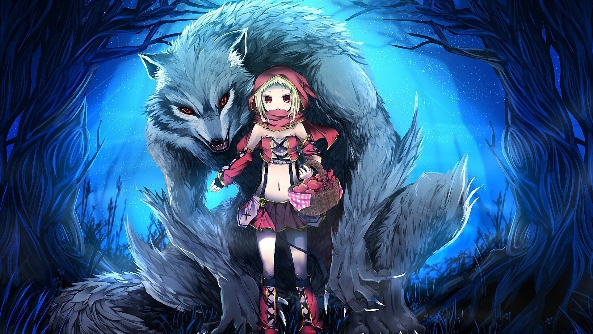 1920x1080 anime girls, Werewolves, Little Red Riding Hood HD Wallpaper, Desktop