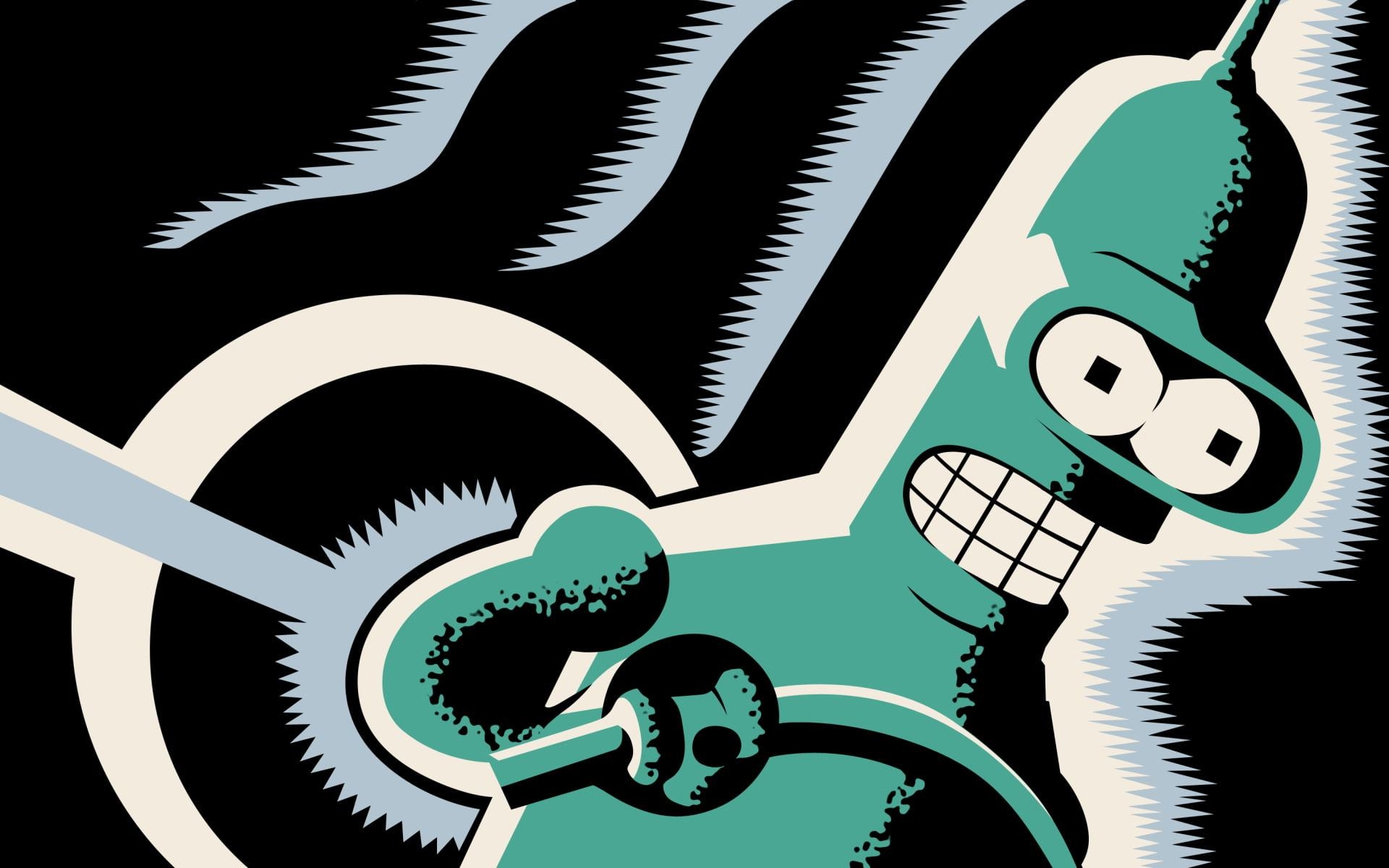 1920x1200 Green and black lightning illustration, Bender, Futurama, robot HD, Desktop