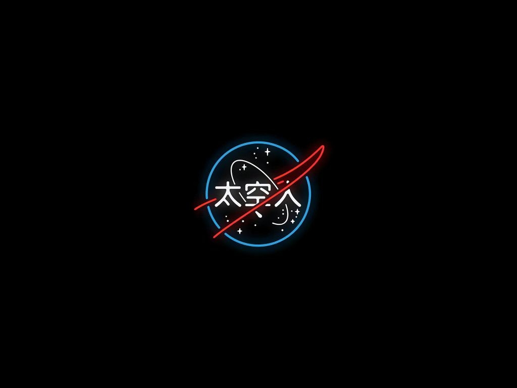 1030x770 Neon Wallpaper • Wallpaper neon, NASA, Japanese, simple, black background, minimalism • Wallpaper For You The Best Wallpaper For Desktop & Mobile, Desktop