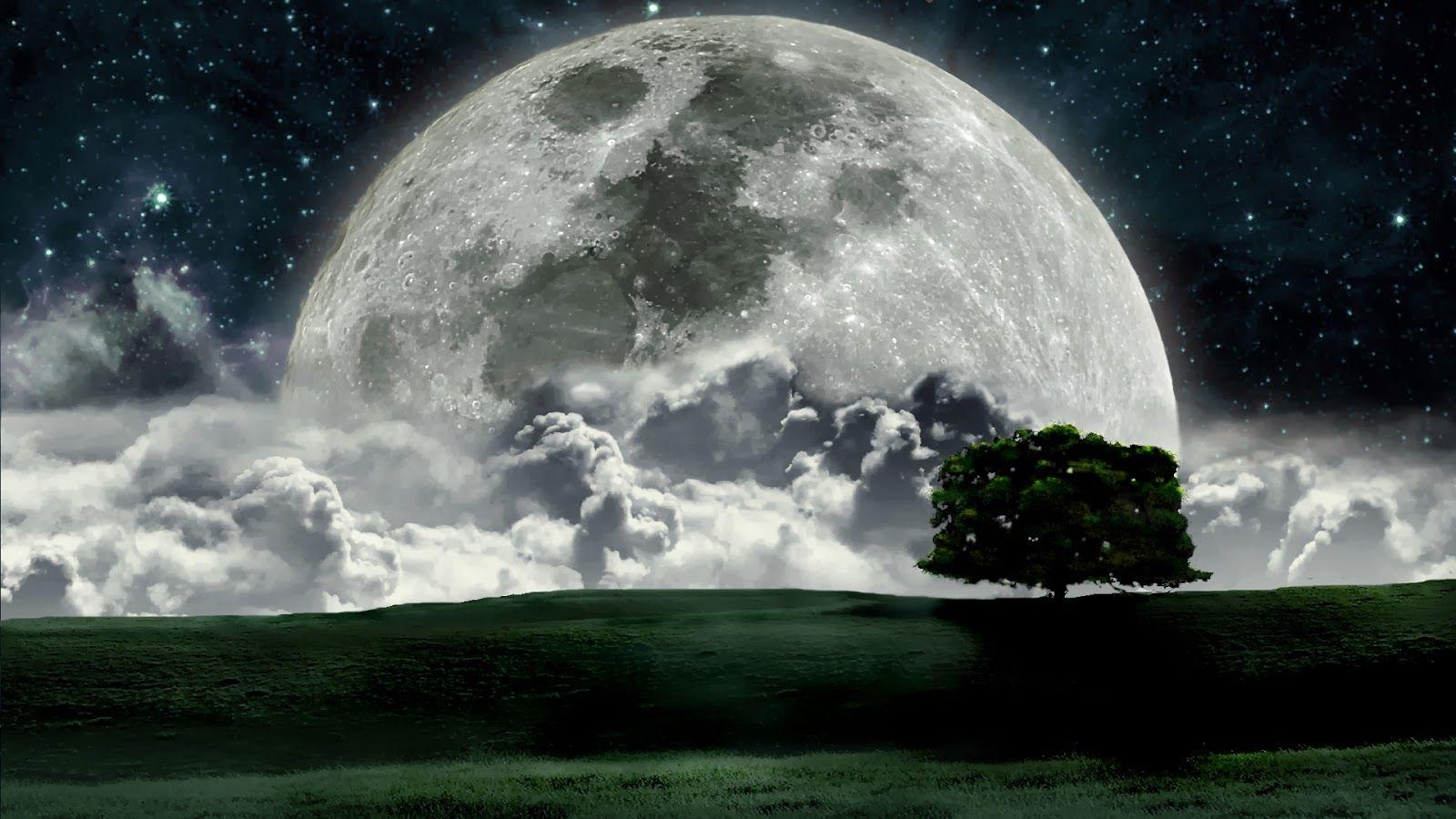 1600x900 Very Nice Moon Cloud Painting HD Wallpaper, Desktop