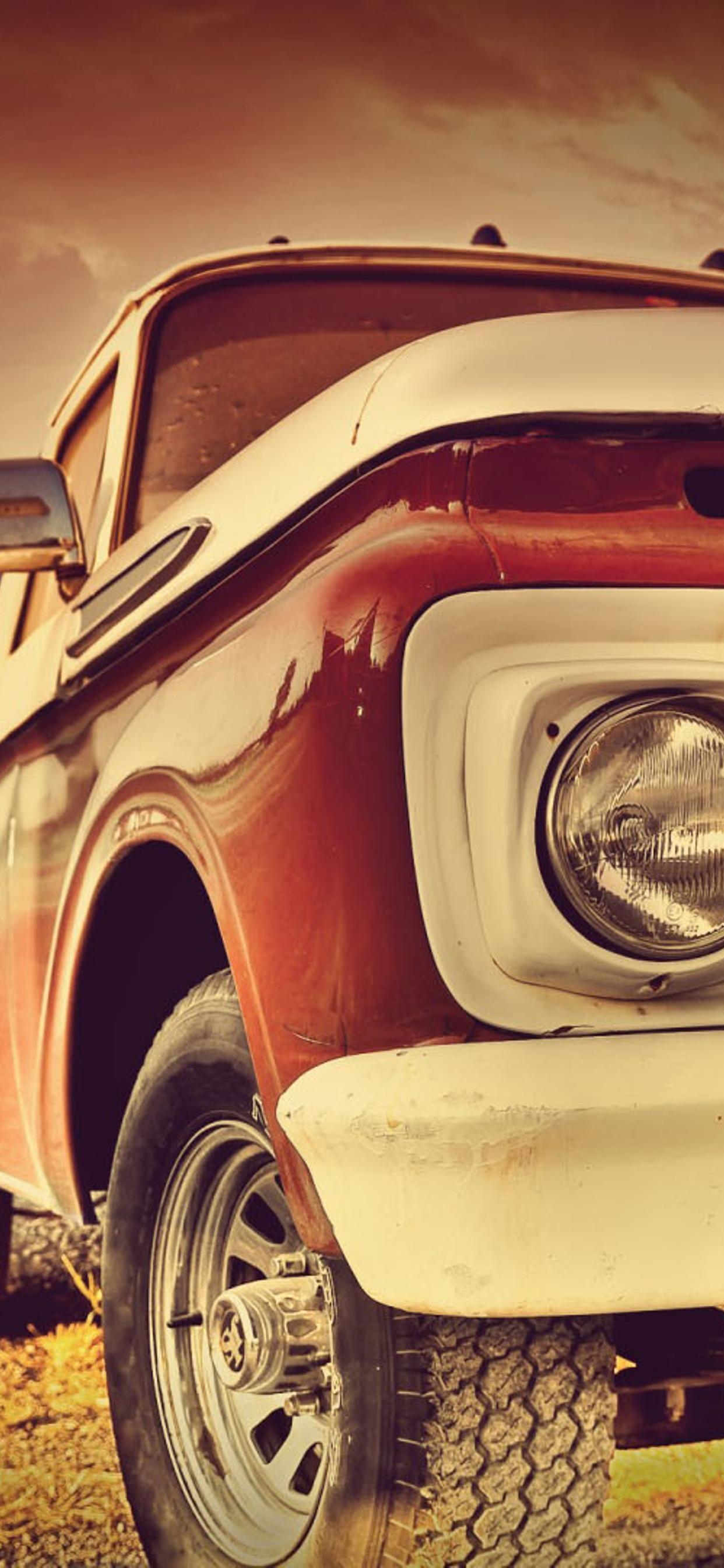 1250x2690 Vintage red car in the sunset wallpaper old car, Phone