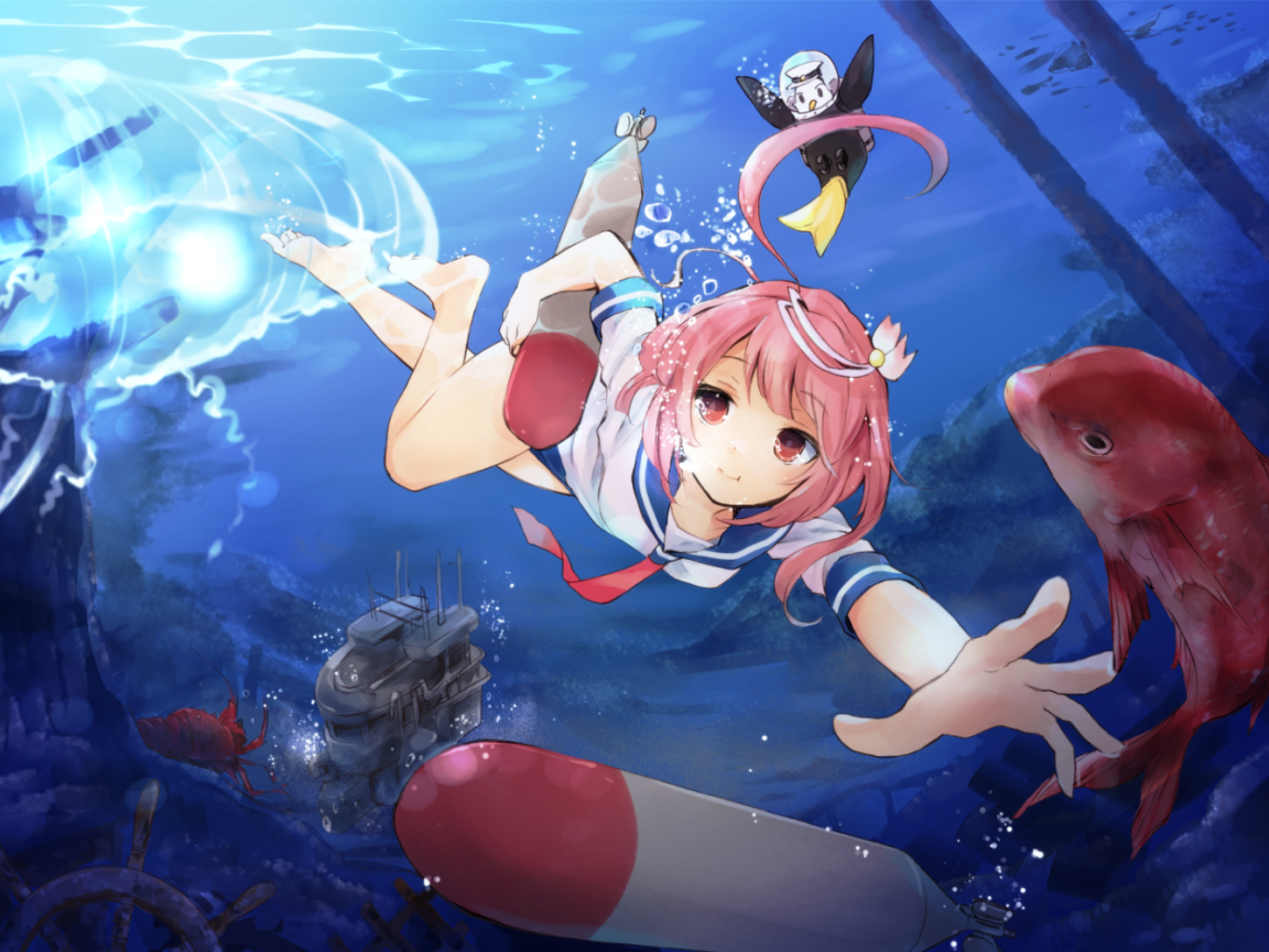 1160x870 Underwater Princess anime Kantai Collection Desktop wallpaper, Desktop