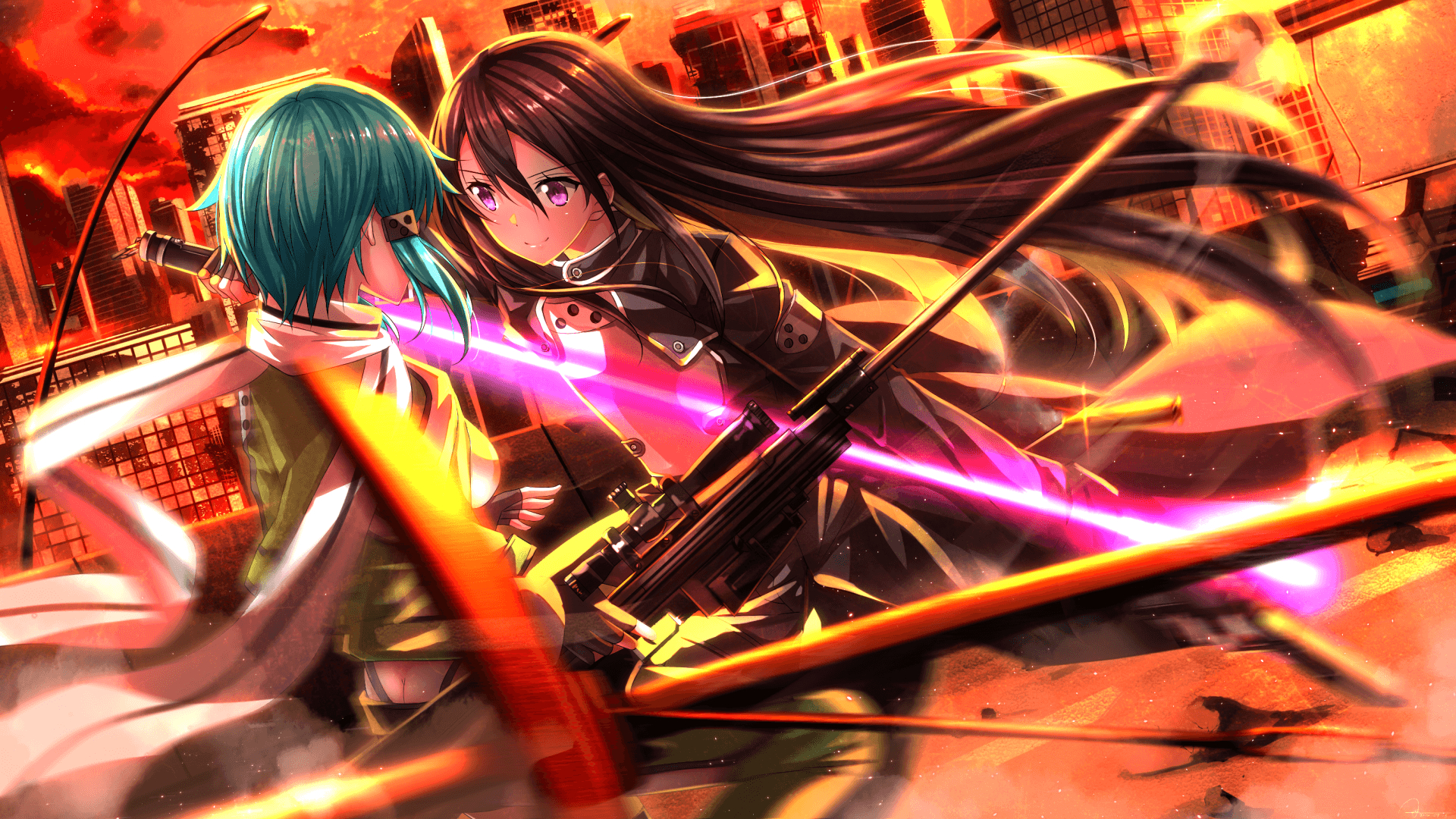 1920x1080 Kirito Vs Sinon Computer Wallpaper, Desktop Background, Desktop