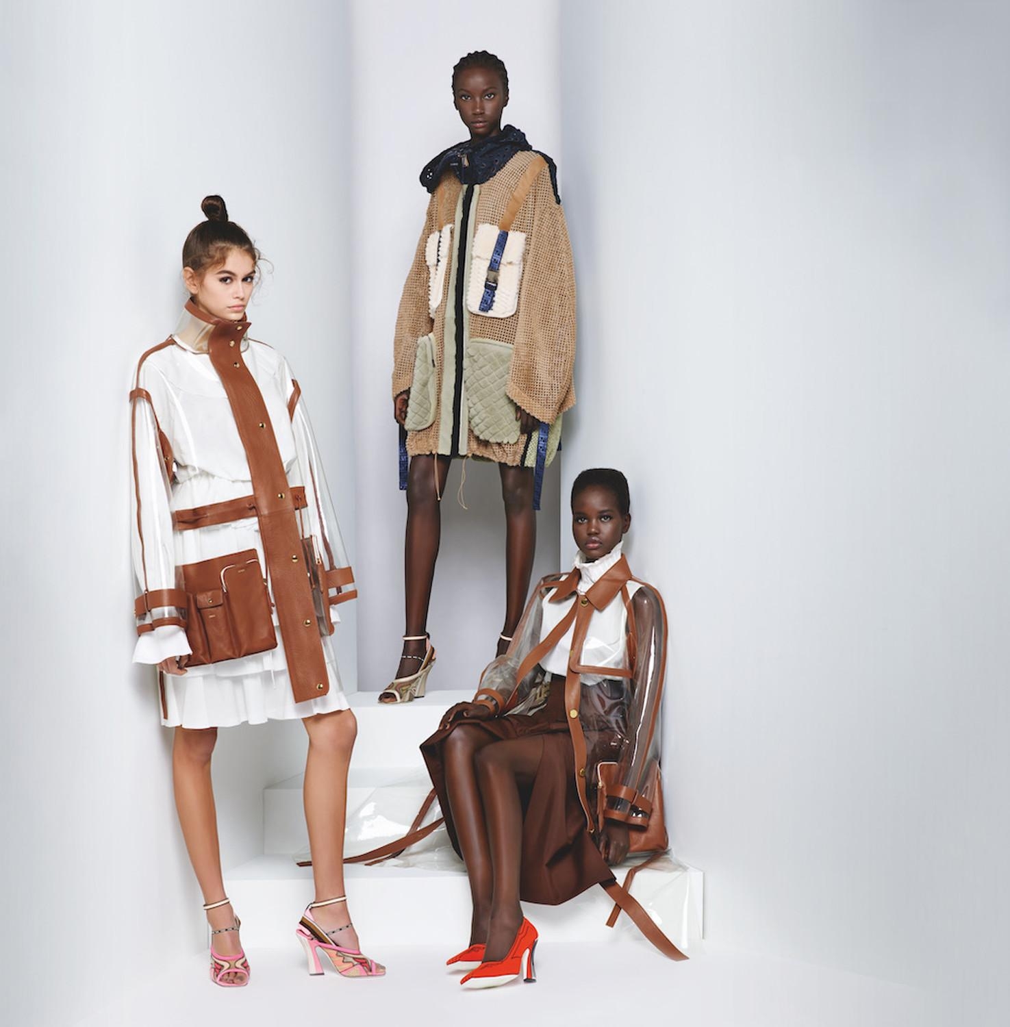 1480x1500 Fendi: Ad Campaign Spring Summer 2019: Kaia Gerber, Adut Akech Bior, Phone