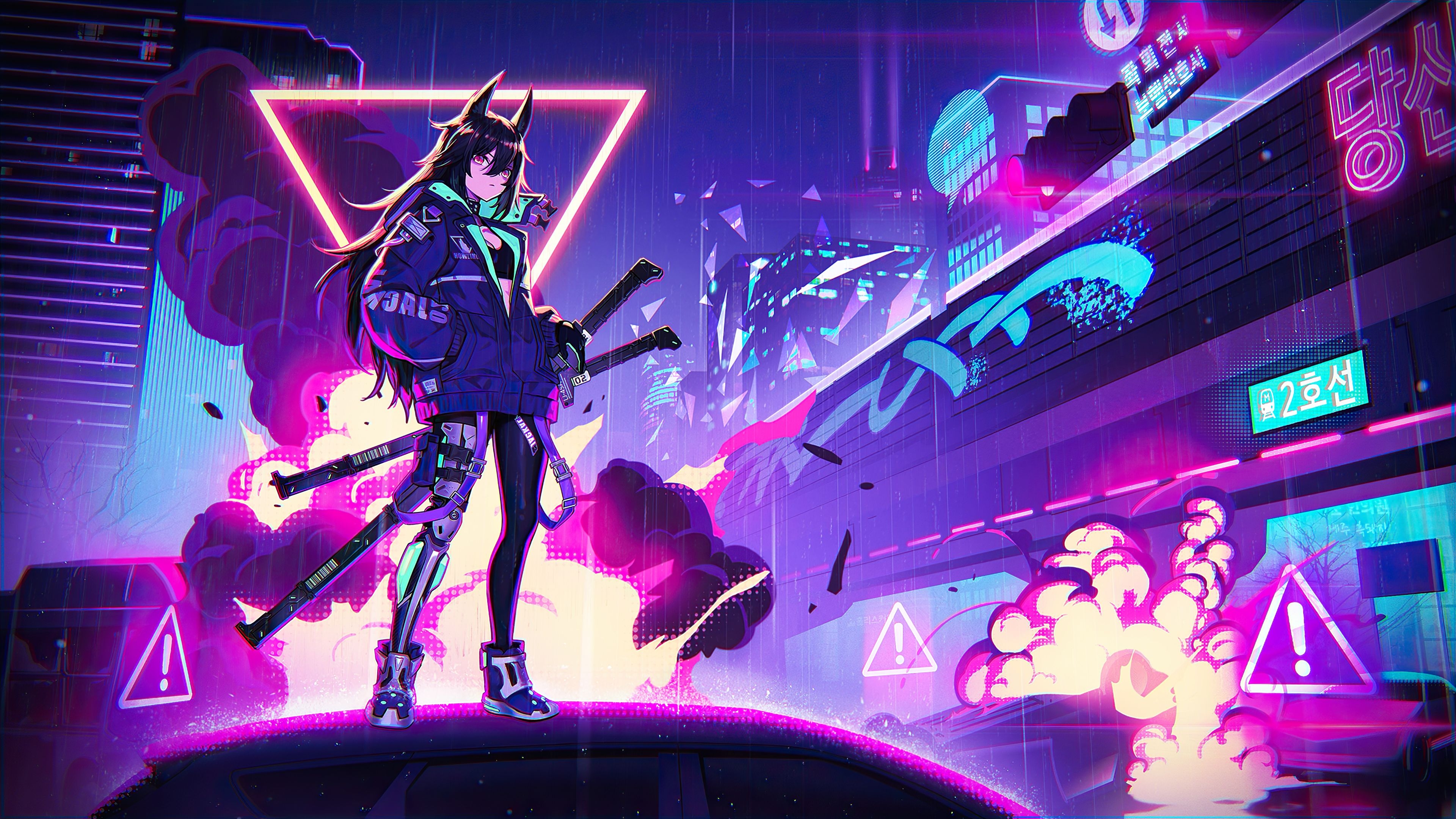 3840x2160 Katana Anime Girl Neon 4k, HD Anime, 4k Wallpaper, Image, Background, Photo and Picture, Desktop