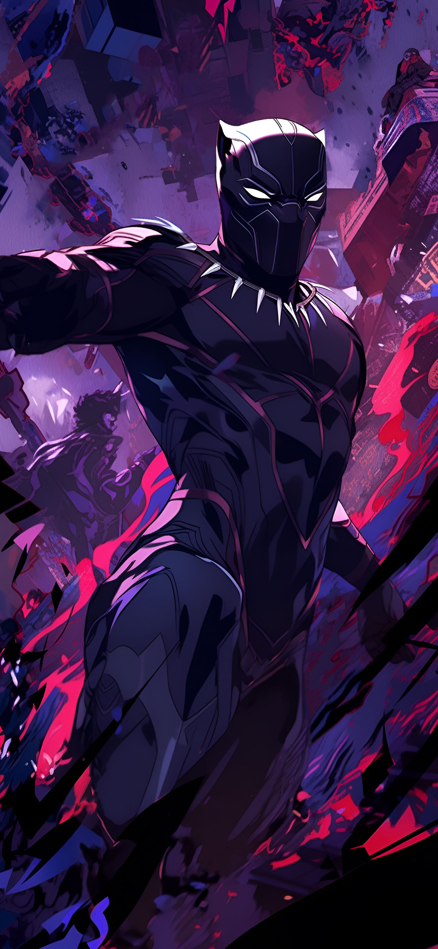 1470x3180 Black Panther Abstract Art Wallpaper, Phone