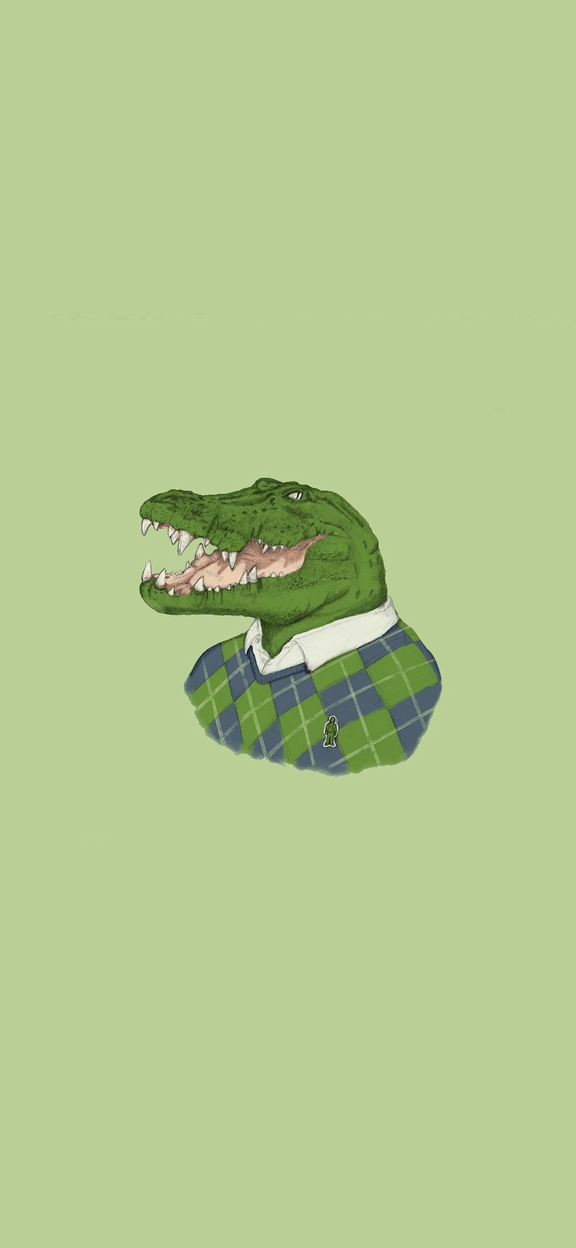 1130x2440 Lacoste Human Animal Minimal Art Illust Green, Phone