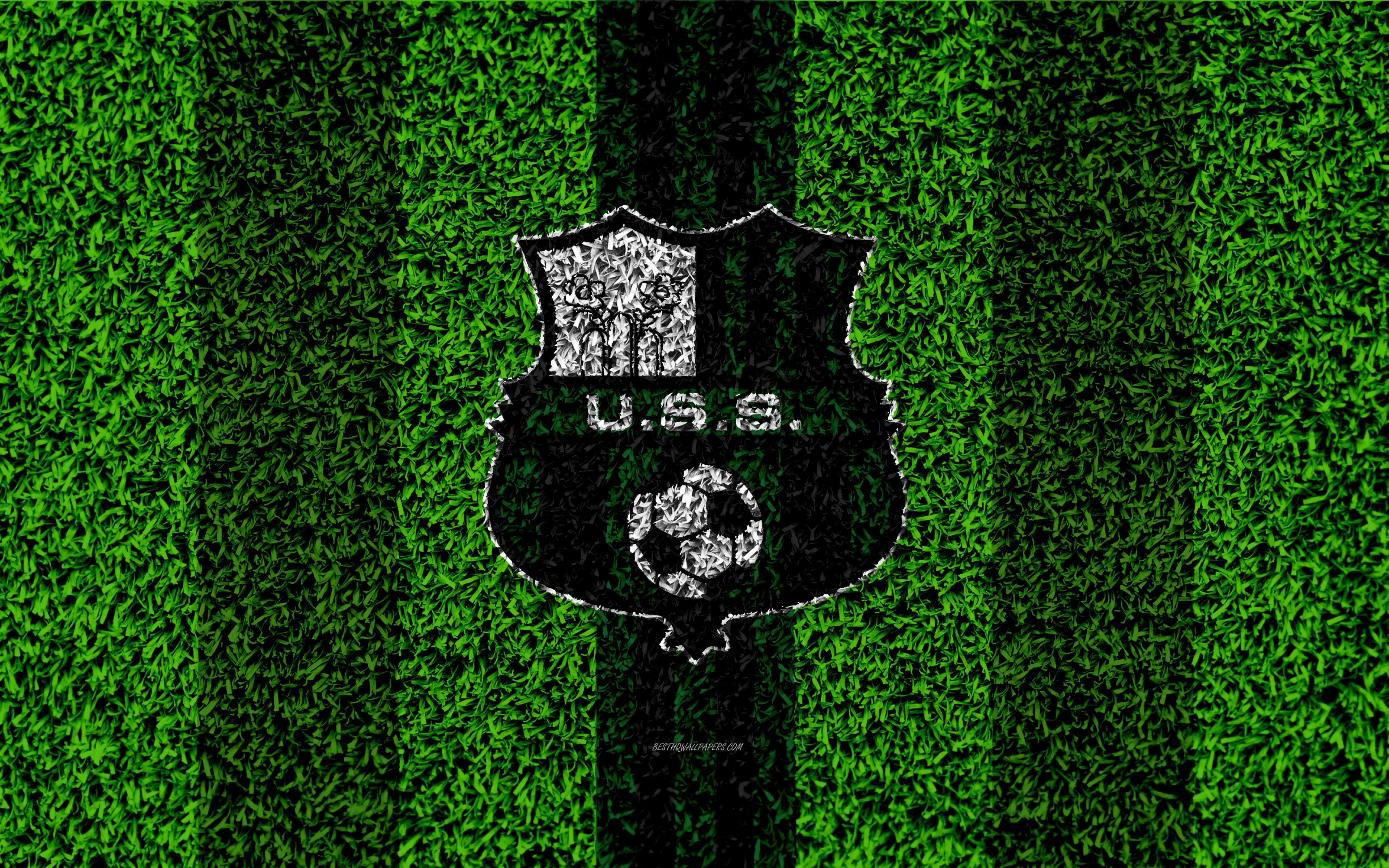 3840x2400 Download wallpaper Sassuolo FC, 4k, logo, football lawn, Italian, Desktop