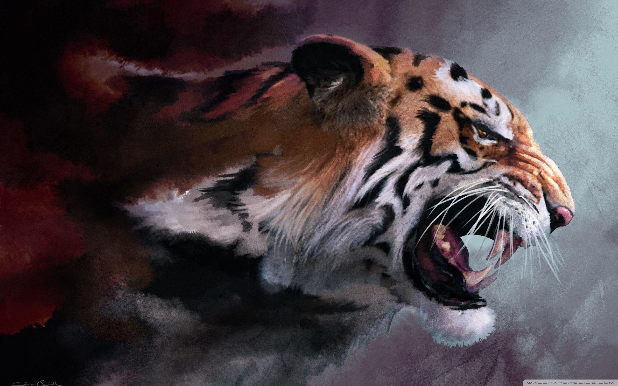 2560x1600 Angry Tiger Painting ❤ 4K HD Desktop Wallpaper for 4K Ultra HD TV, Desktop