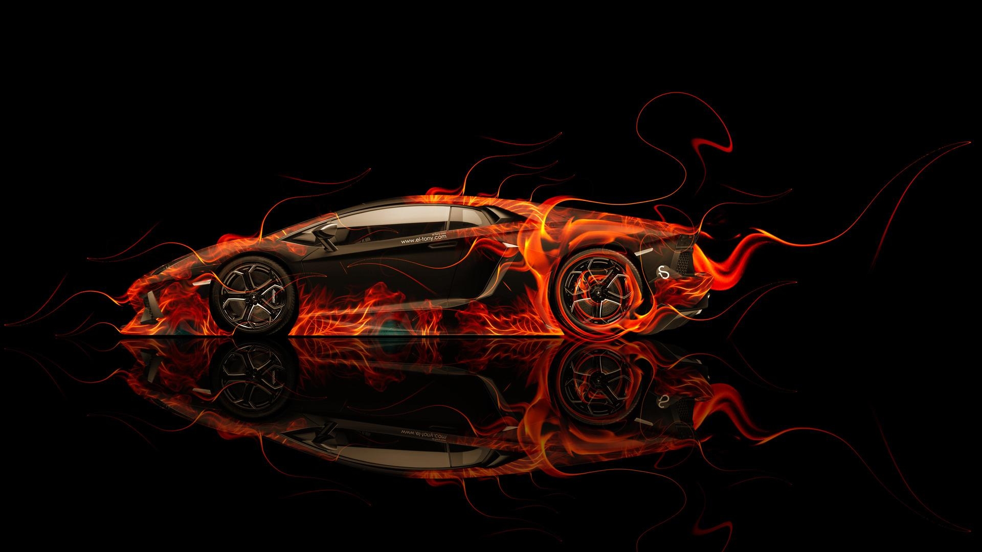 1920x1080 Lamborghini Aventador Side Fire Abstract Car 2014 el Tony, Desktop