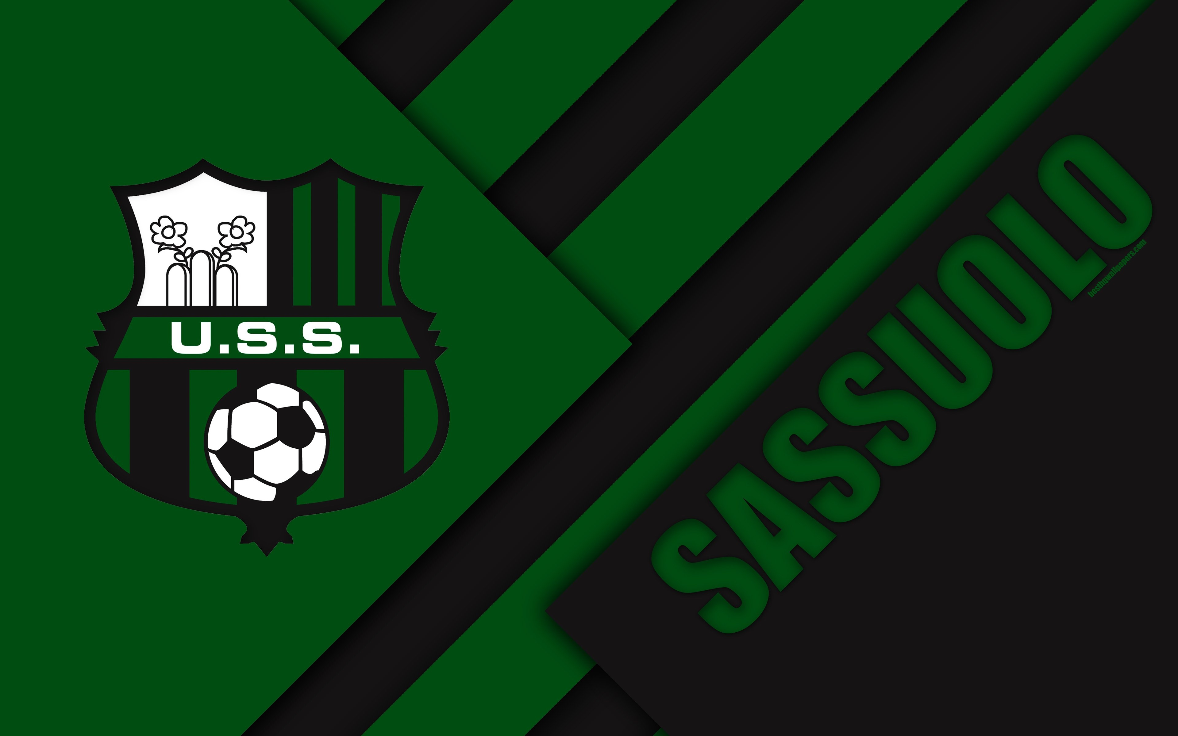 3840x2400 Download wallpaper Sassuolo FC, logo, 4k, material design, football, Desktop