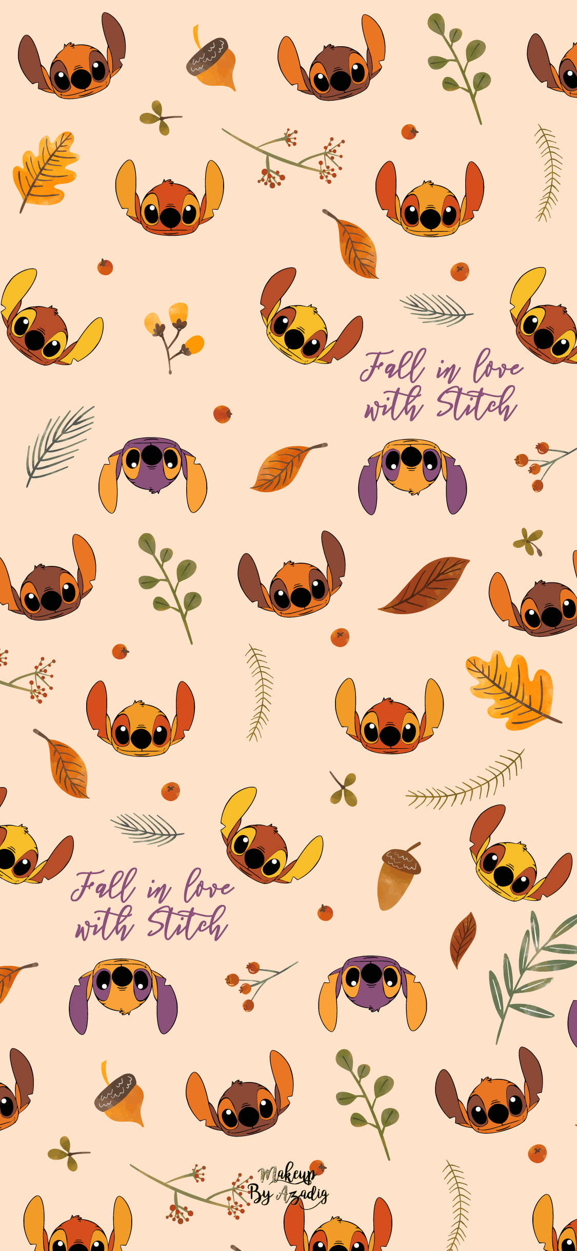 1130x2440 Download Stitch Disney Autumn Phone Background Wallpaper, Phone