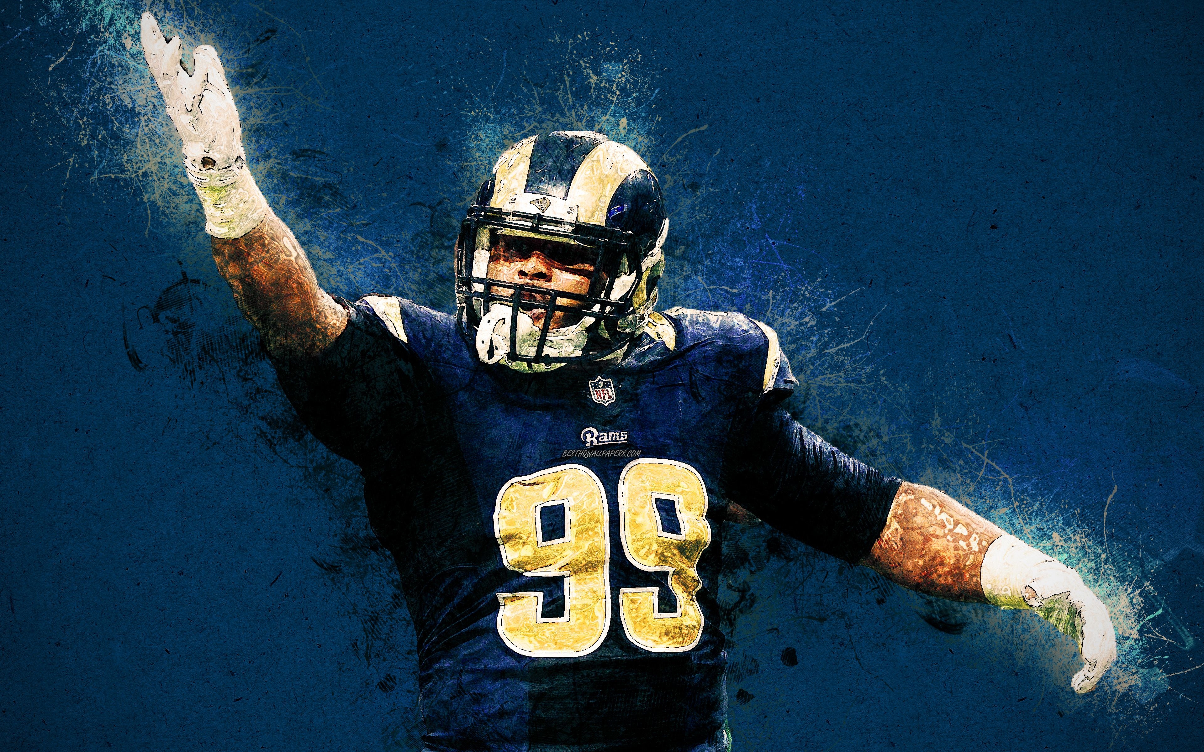 3840x2400 Download wallpaper Aaron Donald, Los Angeles Rams, 4K, American, Desktop