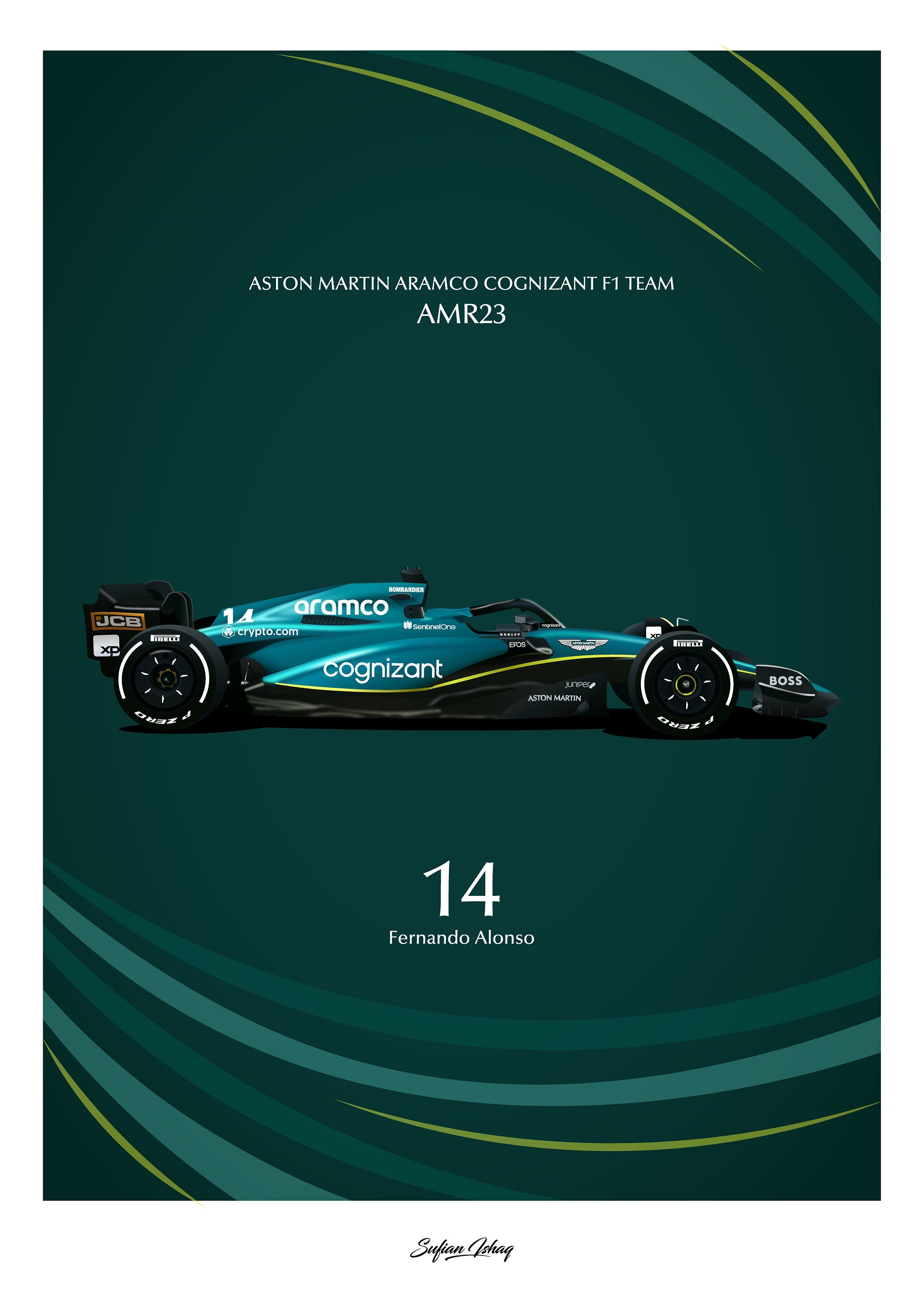 2130x3000 Aston Martin AMR23 Poster F1 2023 Prints Fernando Alonso, Phone