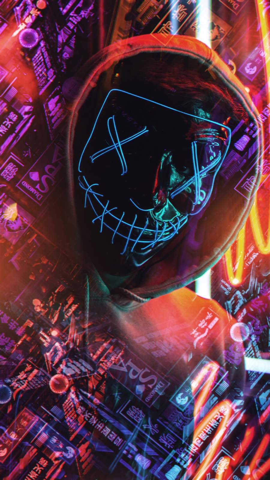 900x1600 Neon Mask Closeup IPhone Wallpaper Wallpaper, iPhone Wallpaper, Phone