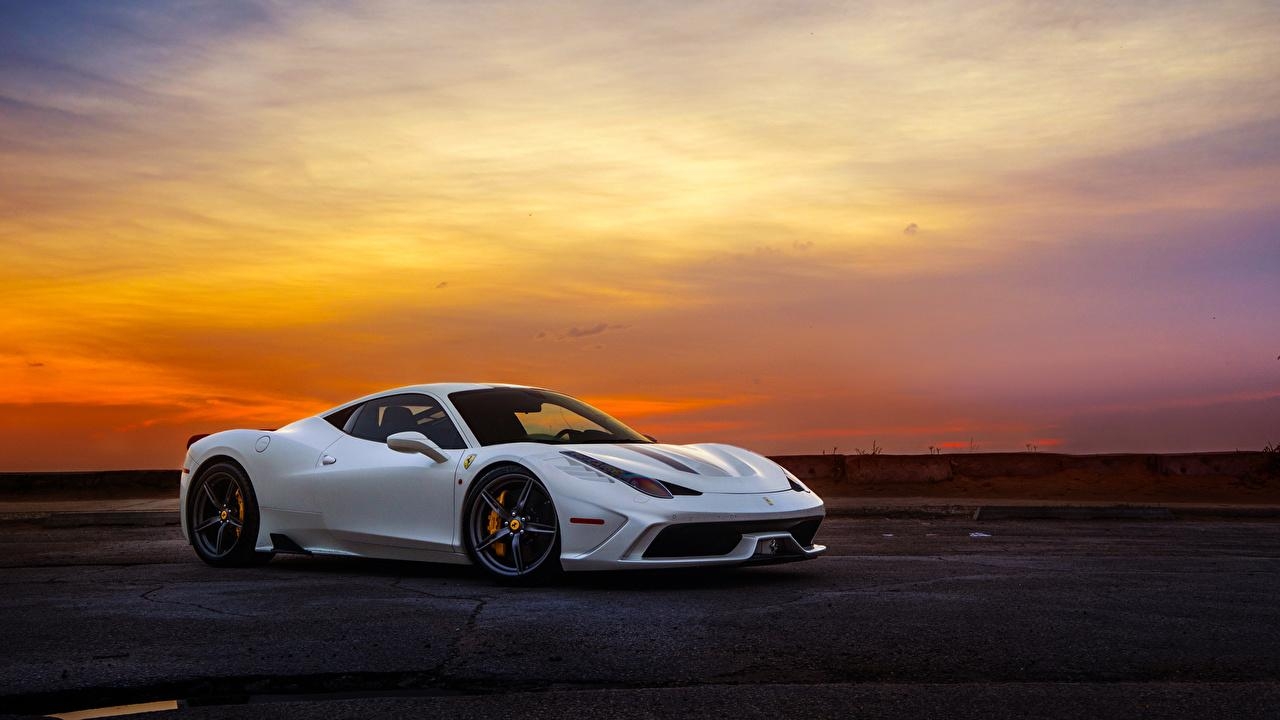 1280x720 Photo Ferrari 458 Italia Speciale Supercar Luxury White Sunrises and, Desktop