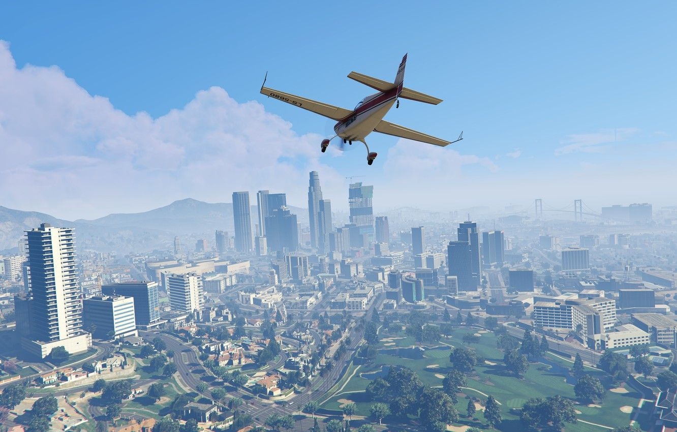 1340x850 Wallpaper landscape, city, games, gta gta v, grand theft auto v image for desktop, section игры, Desktop