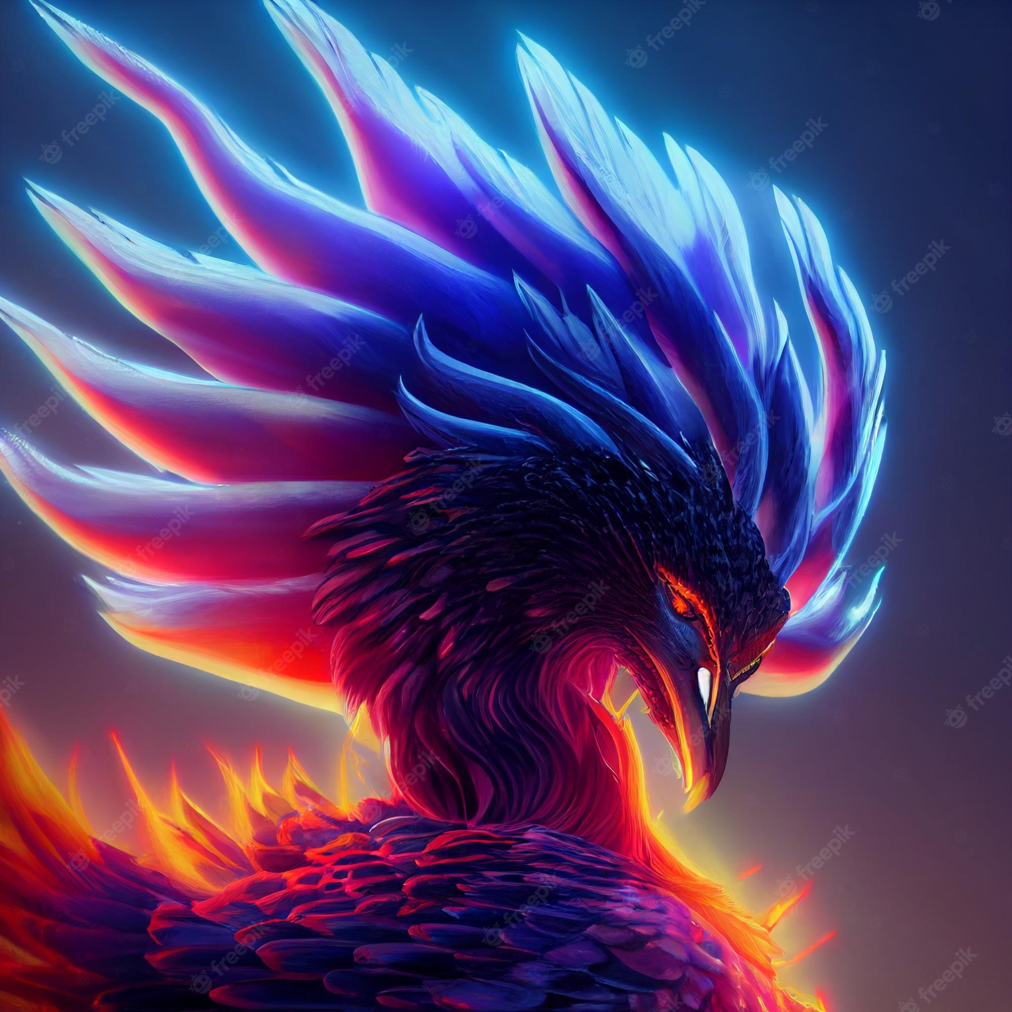 2000x2000 Premium Photo. Phoenix bird mythology fantasy illustration, Phone