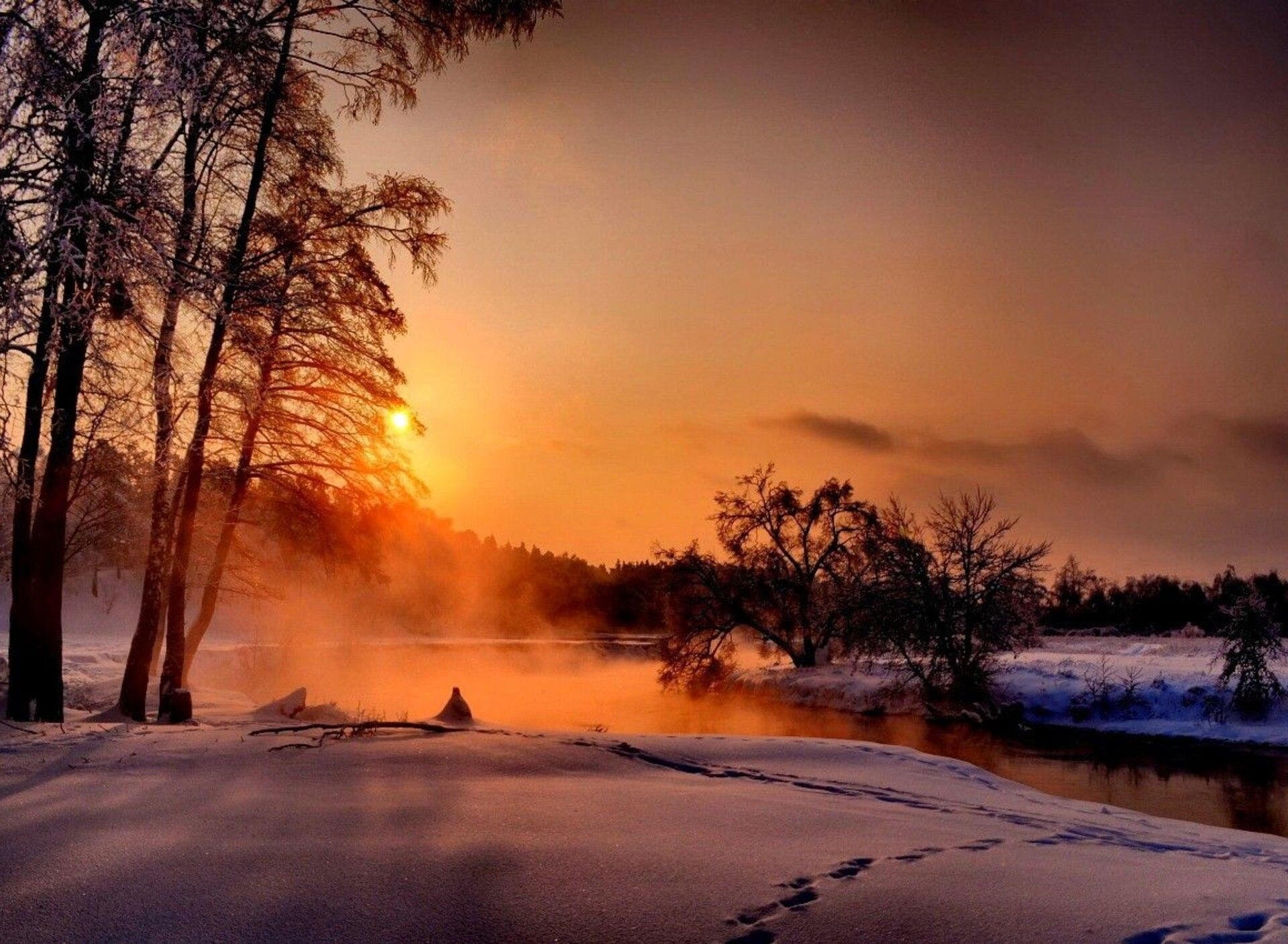 1920x1410 Good morning beautiful winter day over the lake, Desktop