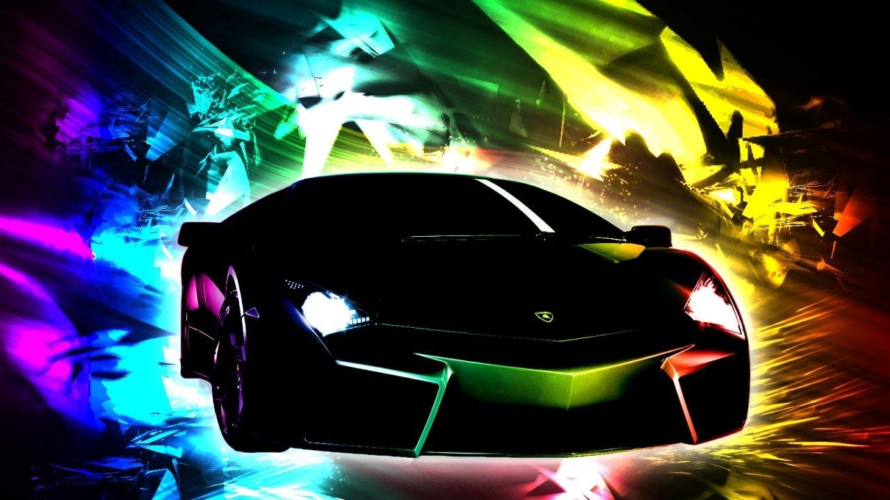 1280x720 Rainbow Fire Lamborghini Wallpaper, Desktop