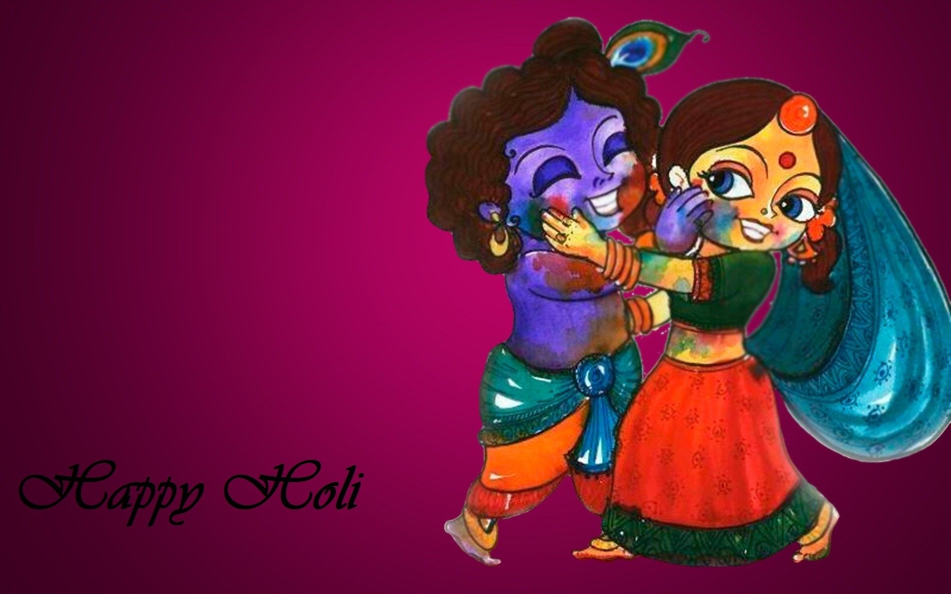 1920x1200 Radha Krishna On Holi Wallpaper Free Download, Desktop