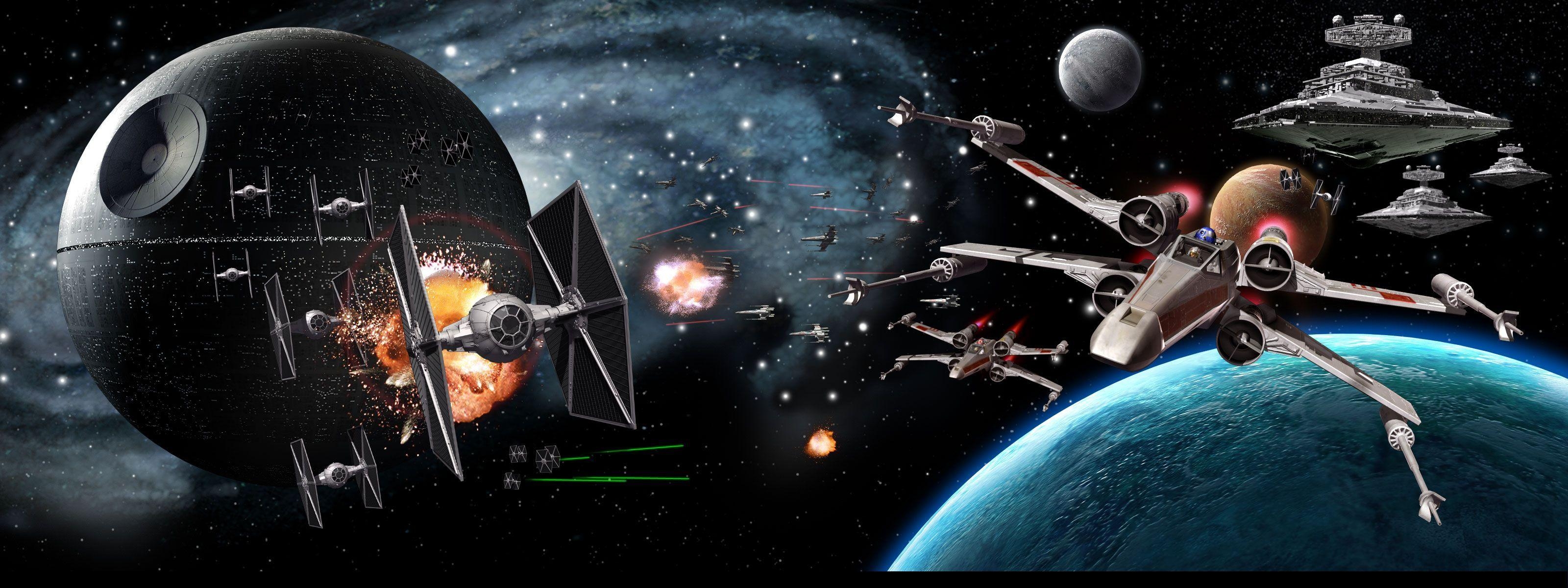 3200x1200 Death Star HD Wallpaper, Dual Screen