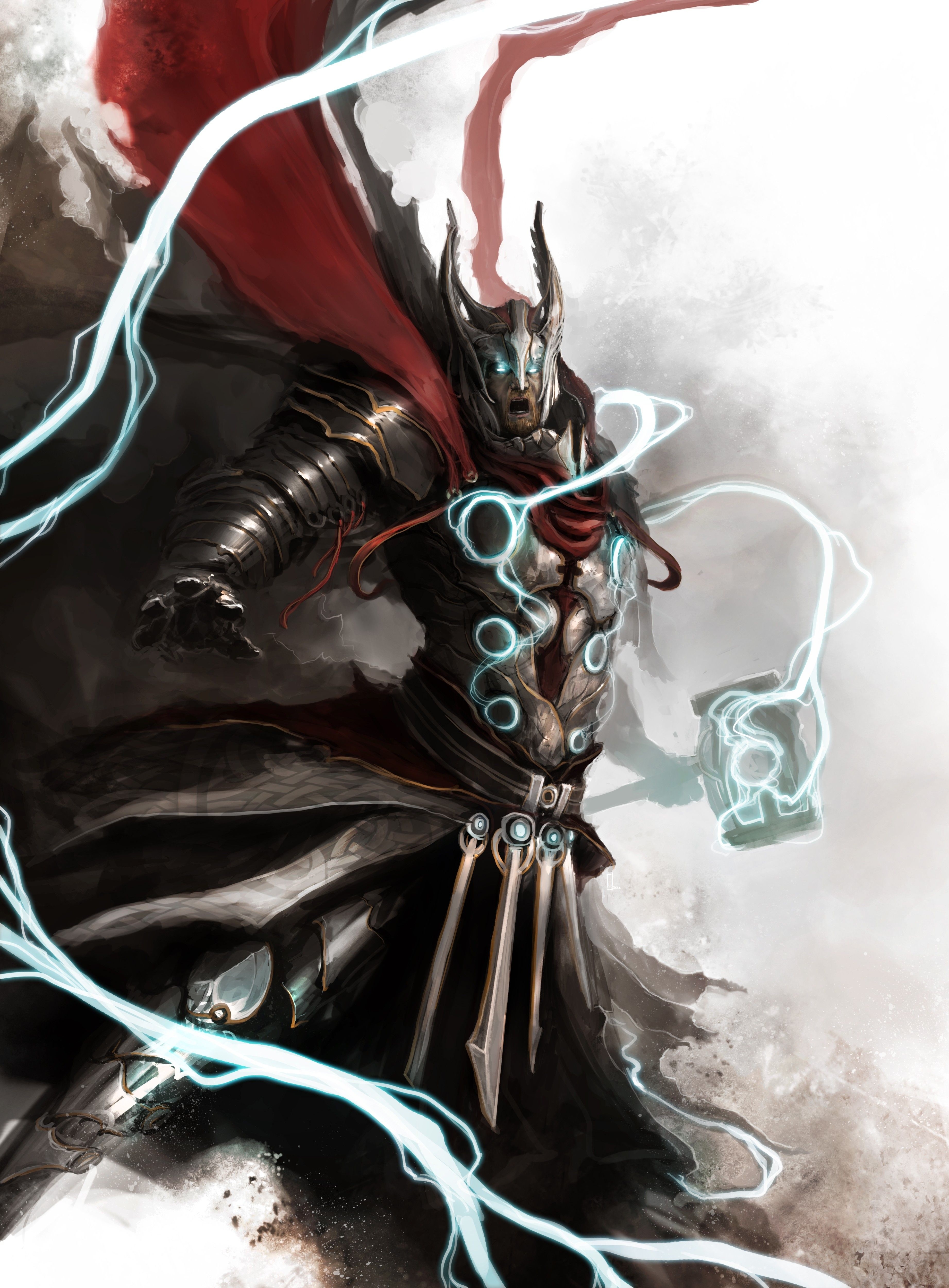 3690x5000 thor weapons hammer digital art artwork the avengers marvel airbrushed lightning bolts mjolnir thedu, Phone