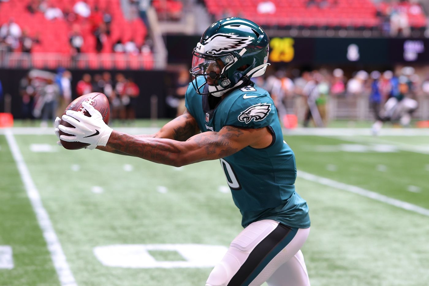 1400x940 DeVonta Smith video: Watch Eagles rookie WR score touchdown on first catch vs. Falcons, Desktop