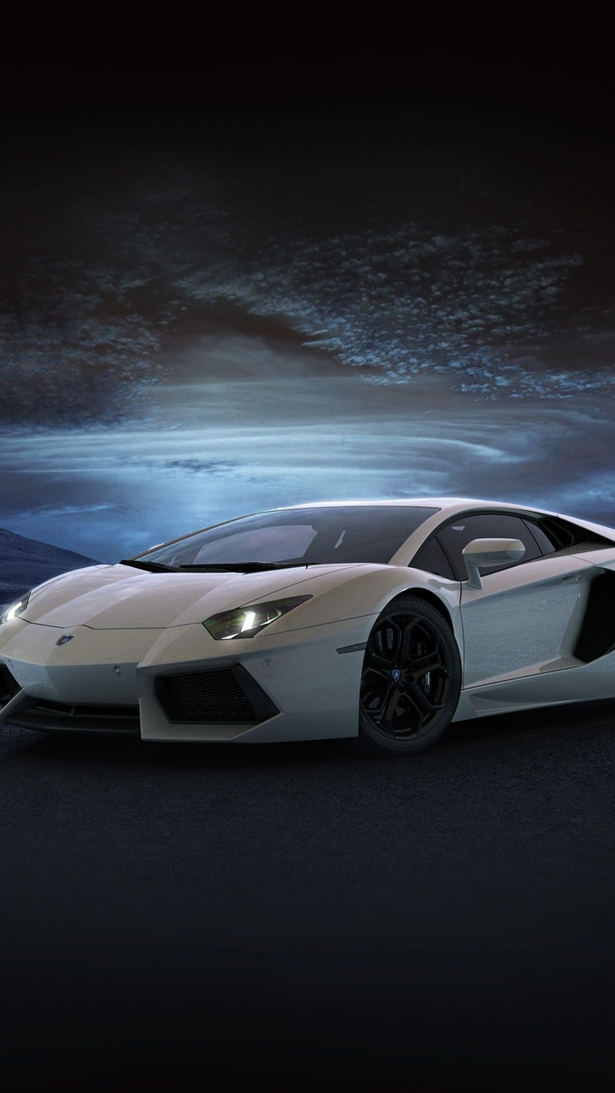 1250x2210 Lamborghini Car Exotic Blue Art, Phone