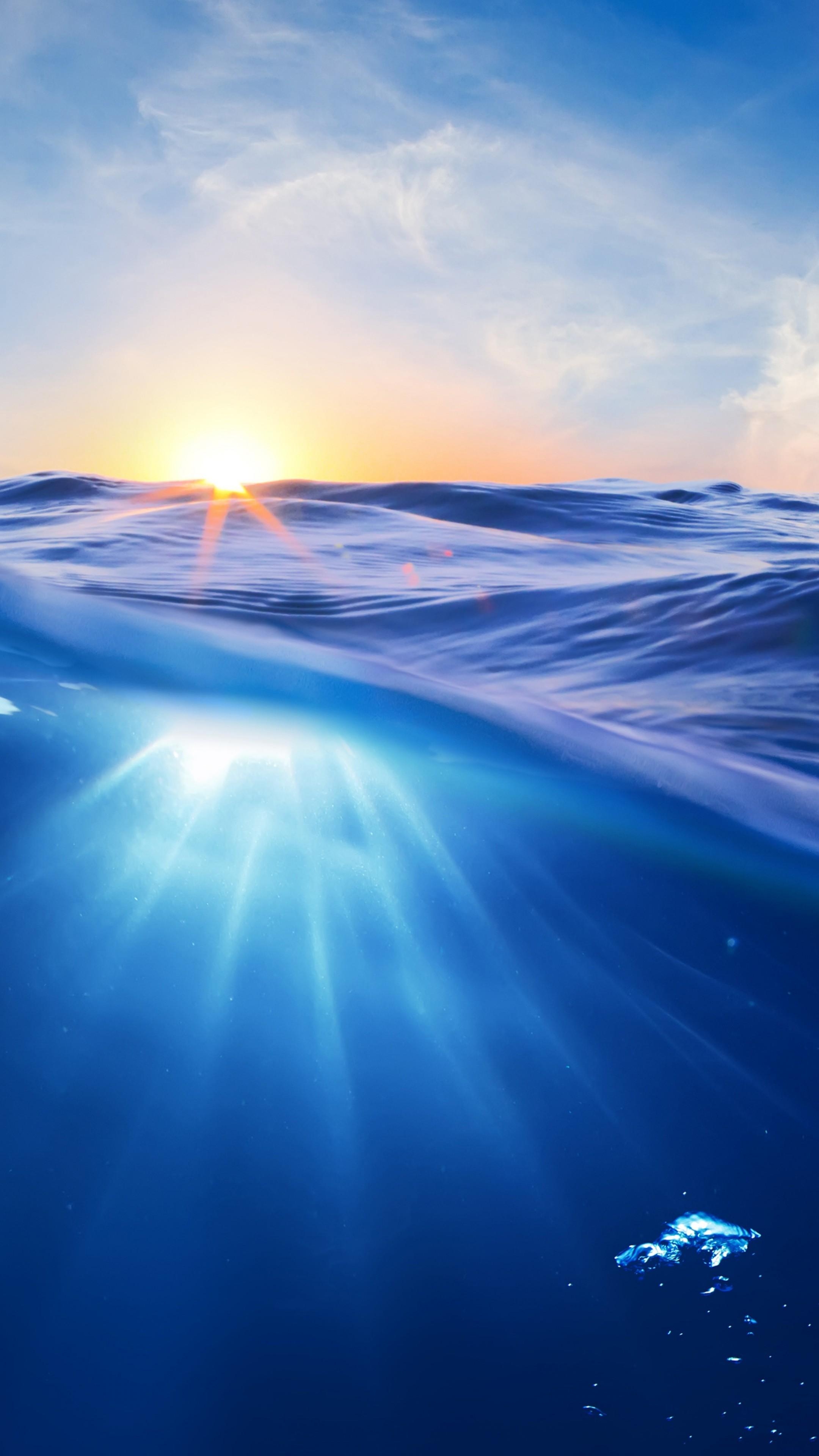 2160x3840 Wallpaper Ocean, 5k, 4k wallpaper, 8k, Sea, nature, underwater, water, sun, sky, blue, rays, OS, Phone