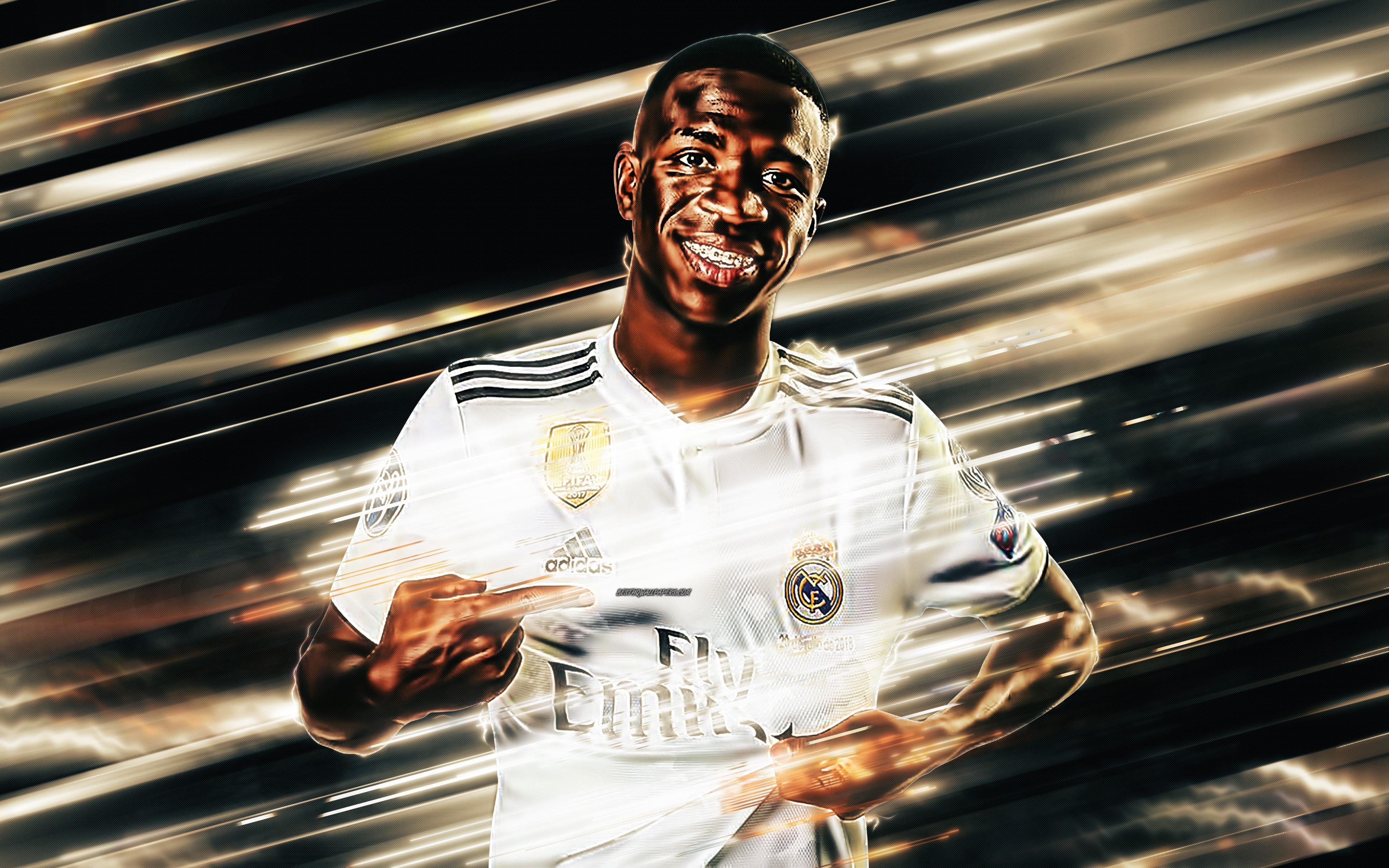 3840x2400 Download wallpaper Vinicius Junior, 4k, creative art, blades style, Desktop