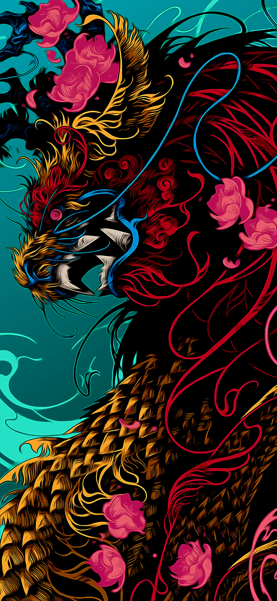 930x2010 Red and Gold Chinese Dragon Wallpaper For Tech, Phone