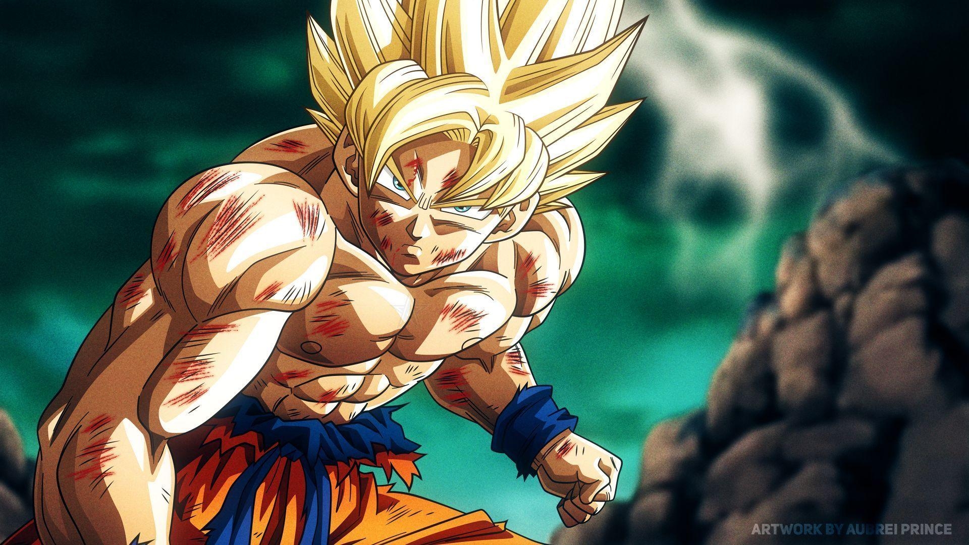 1920x1080 Download wallpaper of Goku, Super Saiyan, Dragon Ball Super, 4K, Desktop