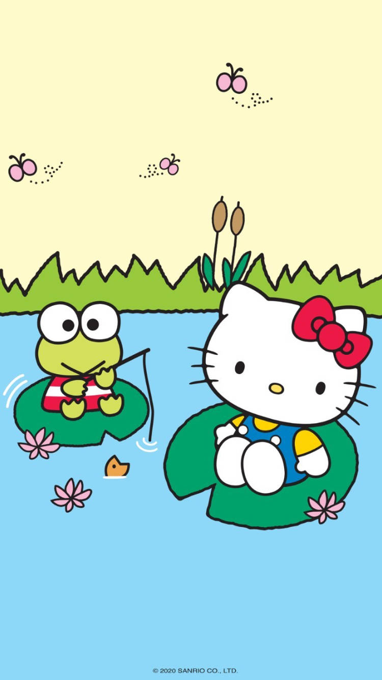 750x1340 Download Keroppi Fishing With Hello Kitty Wallpaper, Phone