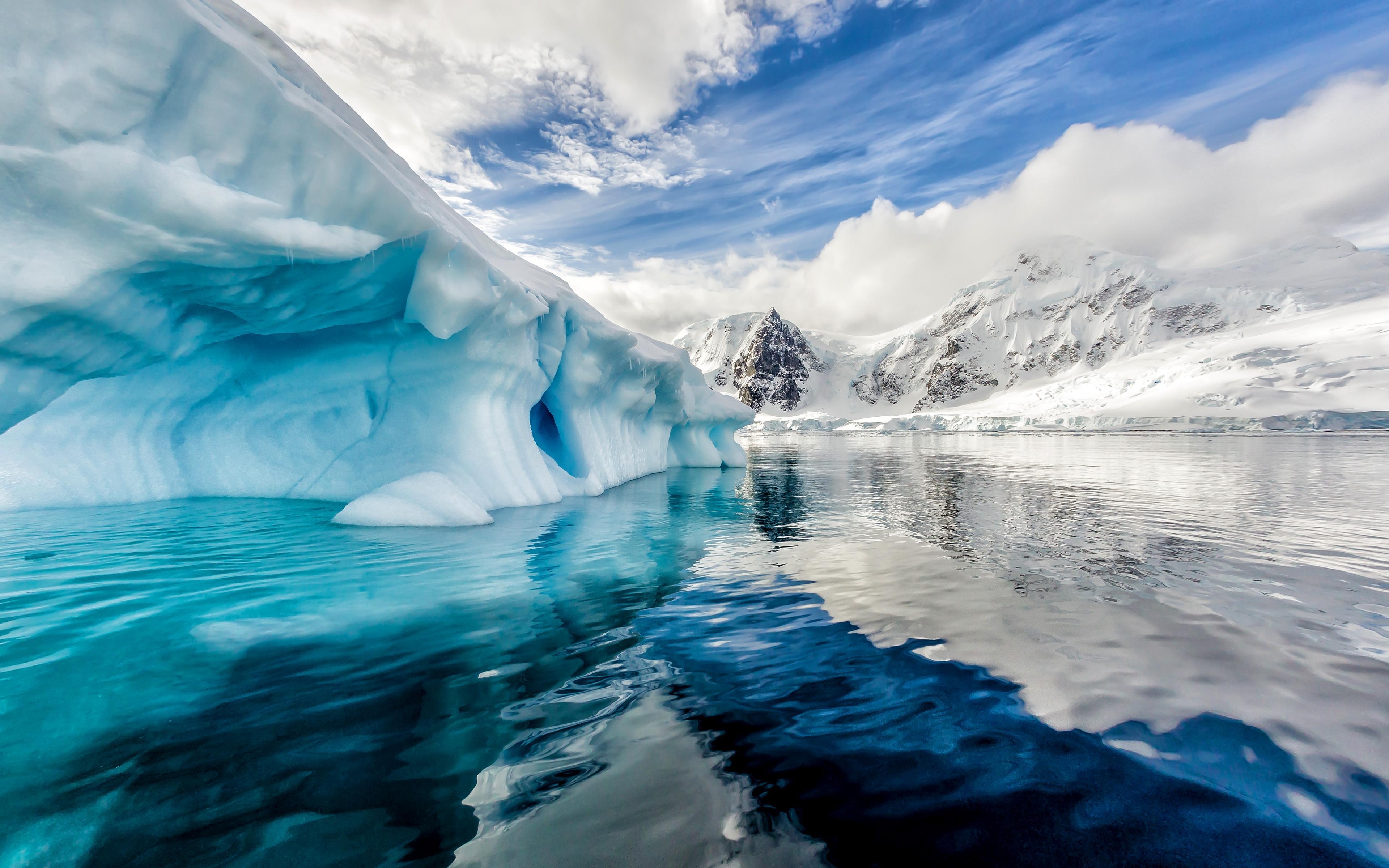 3840x2400 Download wallpaper Antarctica, 4k, iceberg, South ocea, glaciers, Desktop