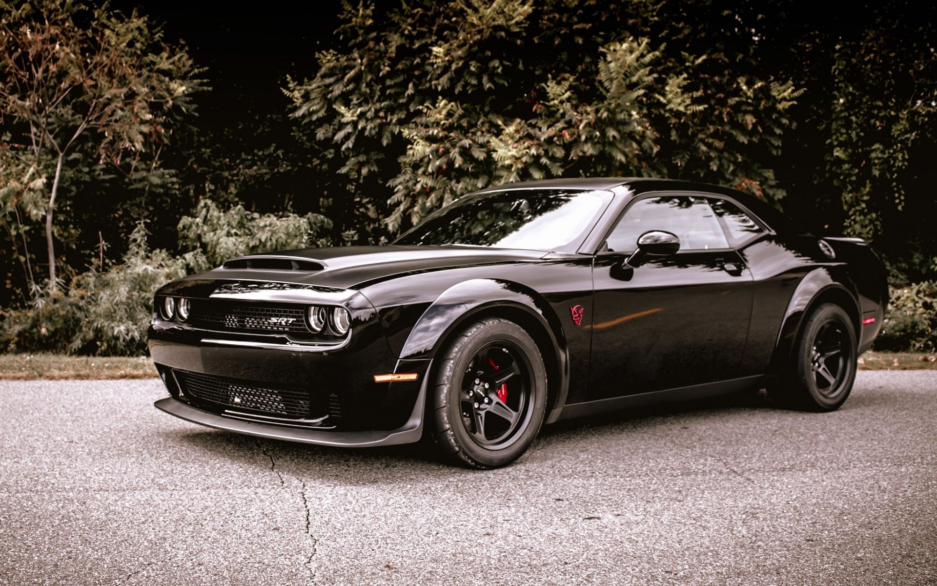 1920x1200 Wallpaper Of Black, Car, Dodge, Dodge Challenger Srt, Dodge Challenger Black, Desktop