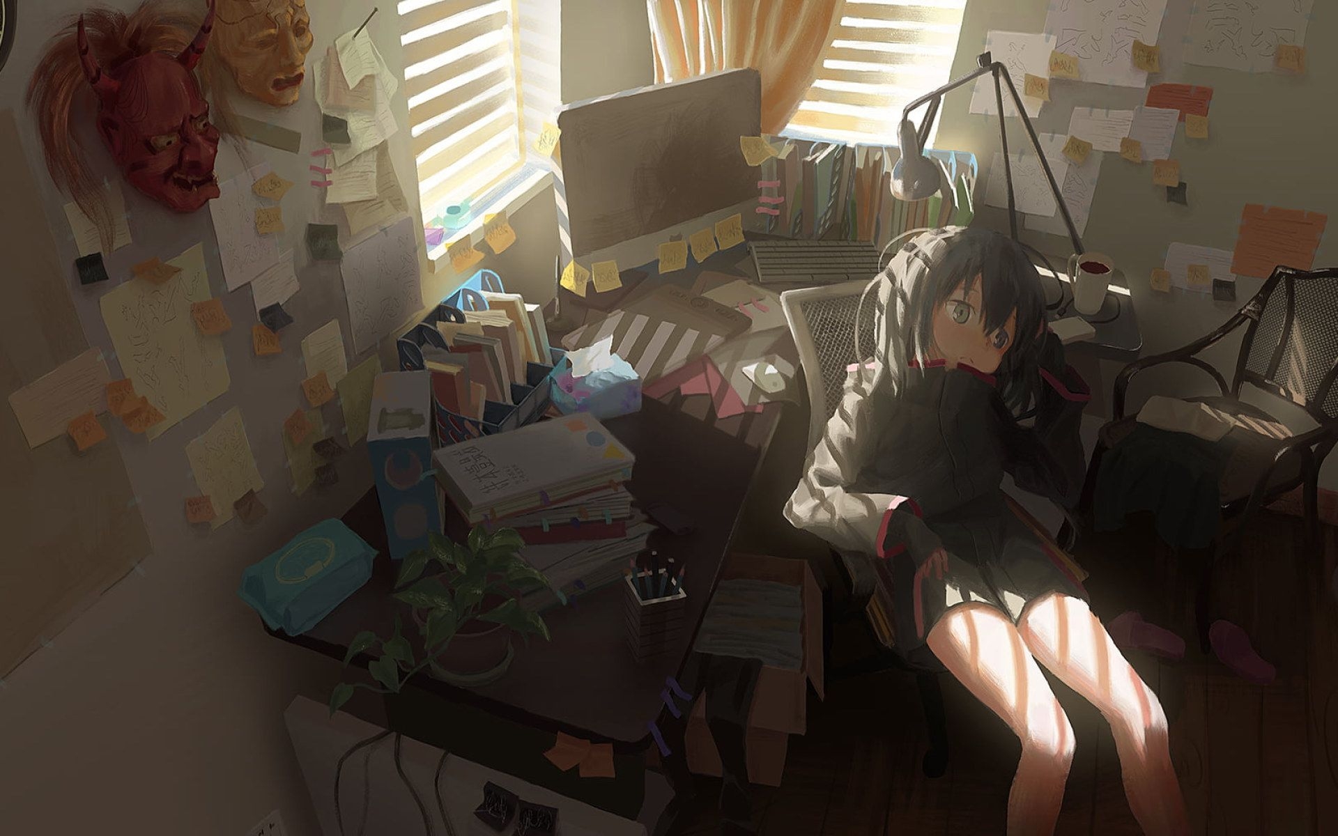 1920x1200 Wallpaper Anime girls, Anime: Gamers!, room, interior, sitting, desk • Wallpaper For You HD Wallpaper For Desktop & Mobile, Desktop