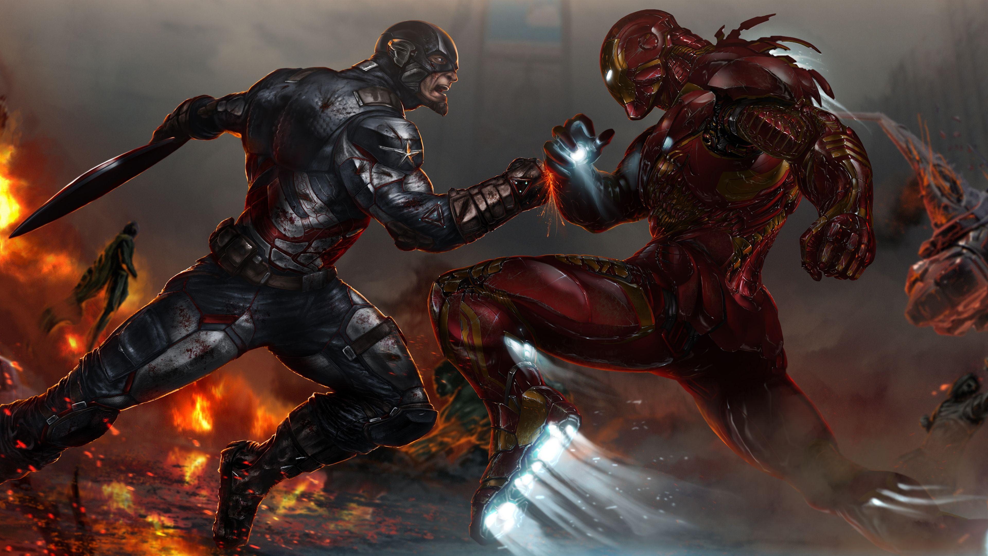 3840x2160 Captain America V Iron Man 4k HD 4k Wallpaper, Image, Desktop