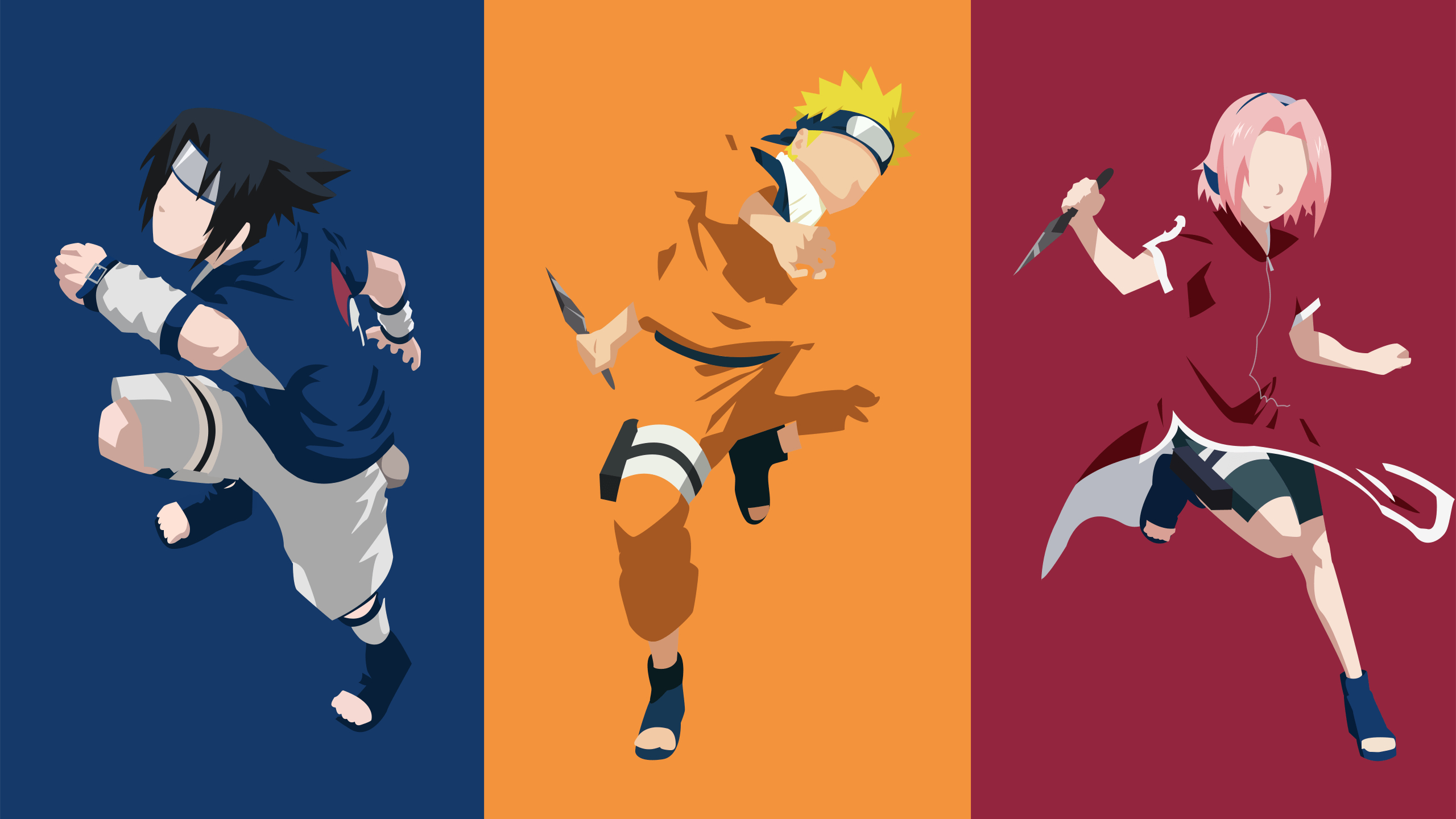 2560x1440 Naruto + Sasuke + Sakura [kid] minimalist design by Joosherino. Naruto wallpaper, Naruto sasuke sakura, Wallpaper naruto shippuden, Desktop