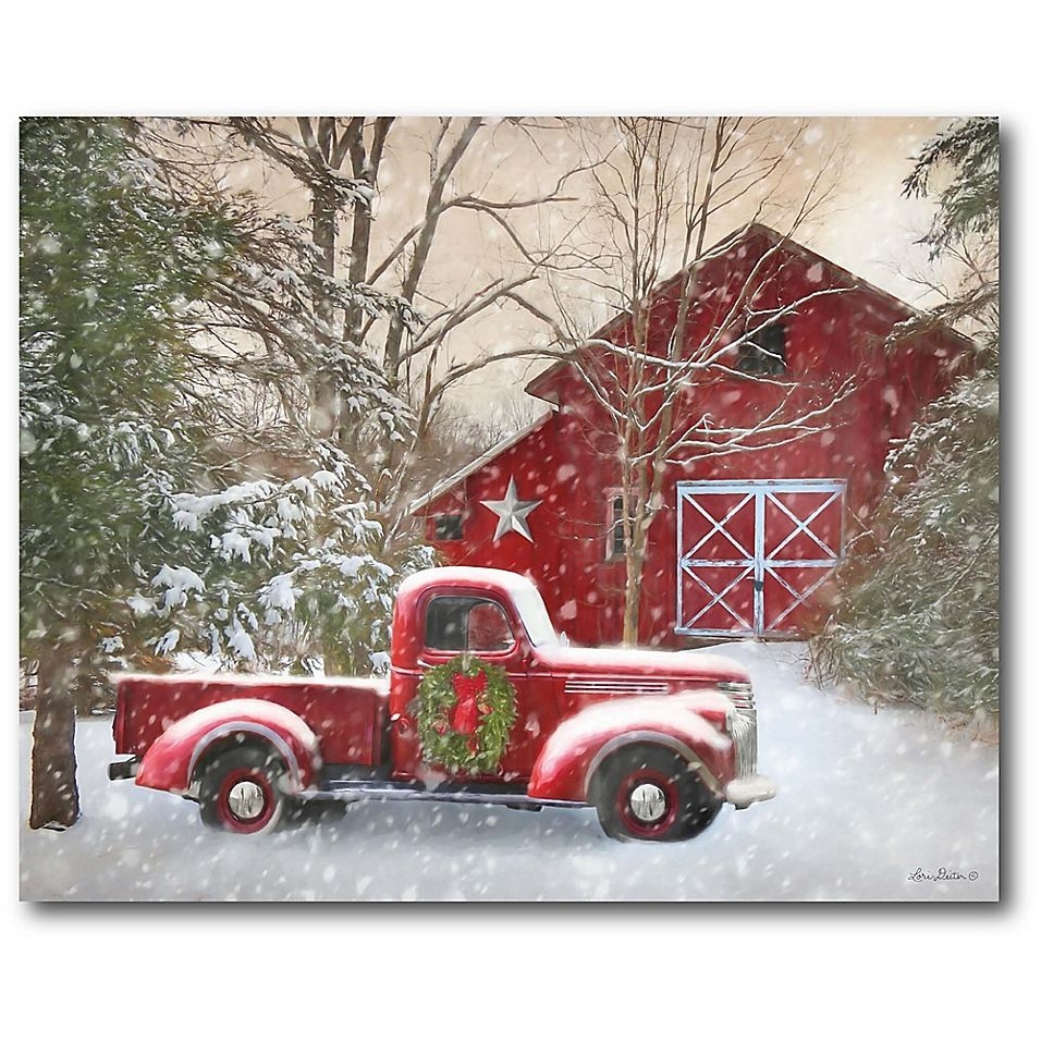 960x960 Courtside Market™ Barn With Truck 16 Inch X 20 Inch Canvas Wall Art. Bed Bath & Beyond. Christmas Red Truck, Christmas Paintings On Canvas, Christmas Paintings, Phone