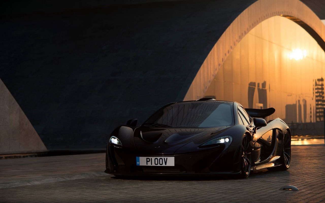 1280x800 Download wallpaper  mclaren, p black, front view widescreen 16:10 HD background, Desktop