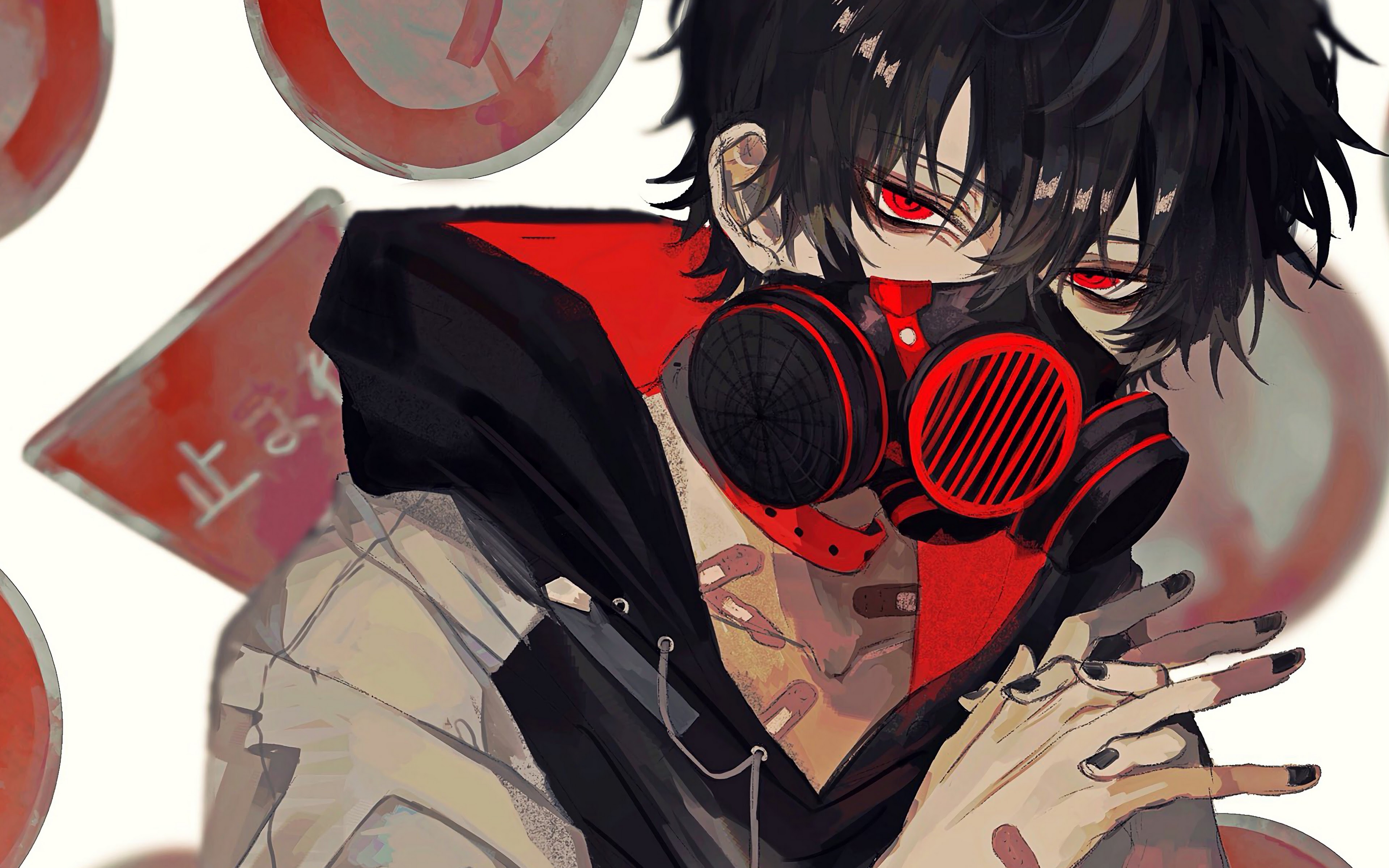 3840x2400 Anime Boy Gas Mask 4K Wallpaper, Desktop