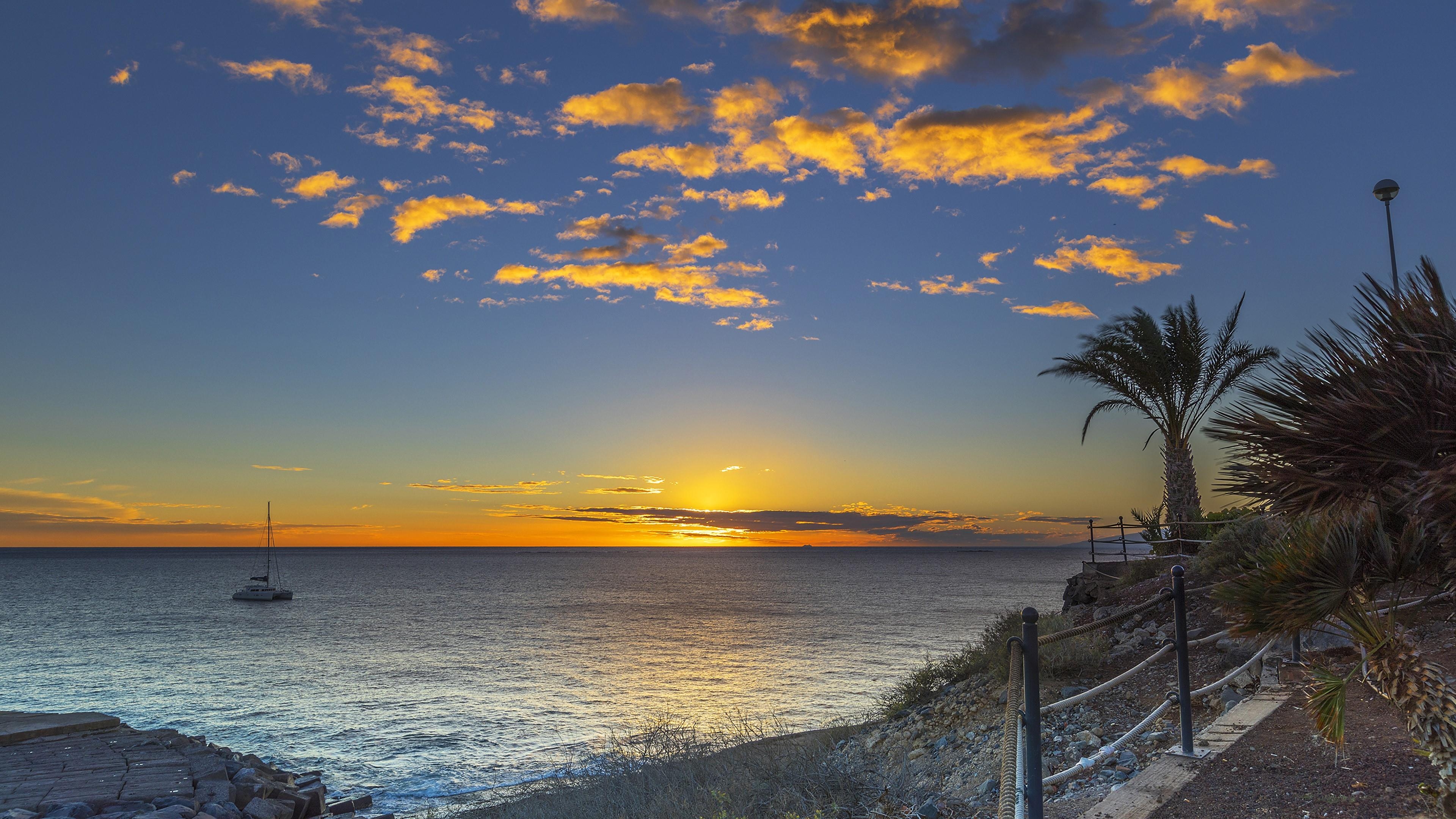 3840x2160 Sunset On The Playa Fanabe Beach In Tenerife, Spain Wallpaper, Desktop